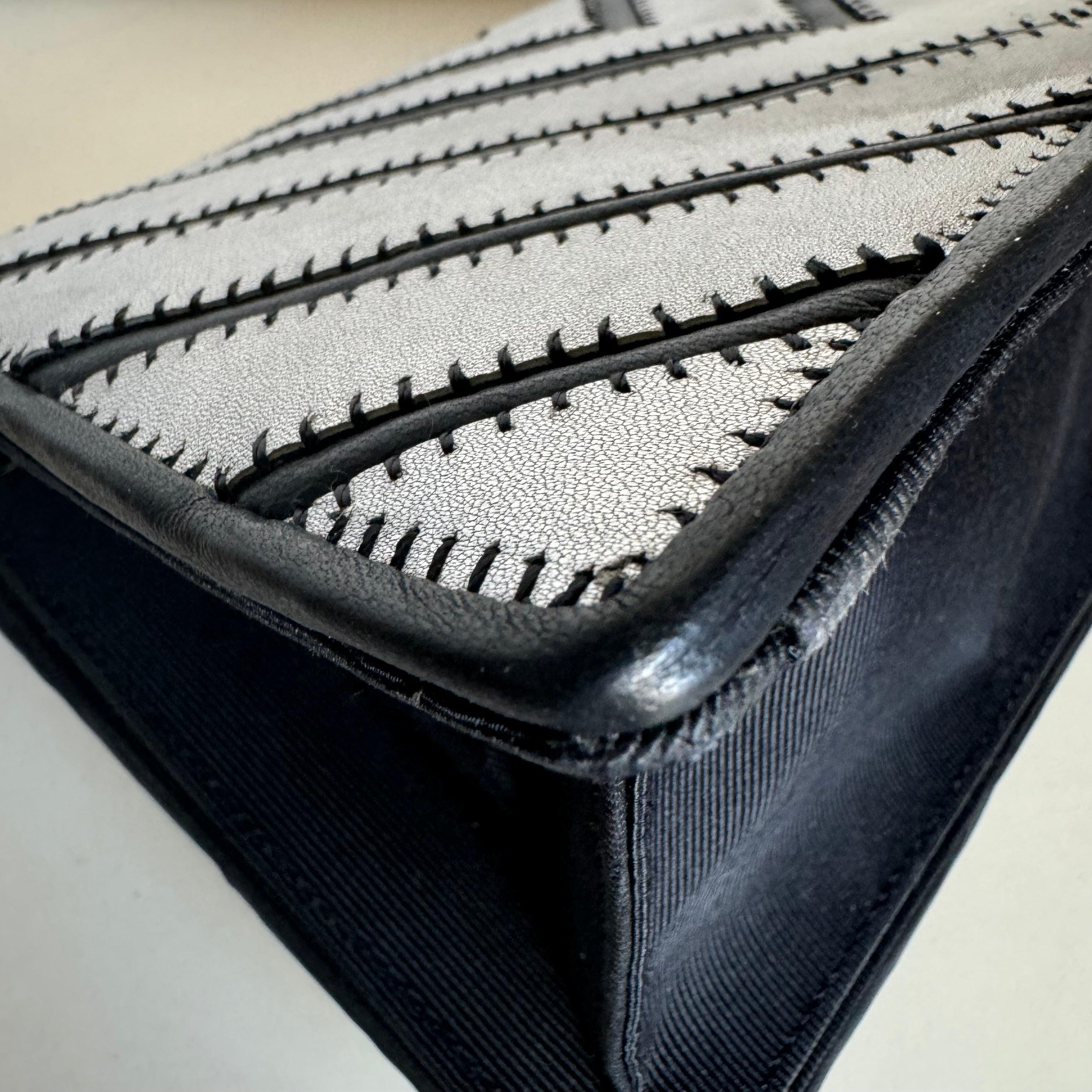 Chanel Lambskin Chevron Quilted Small Couture Flap Black Silver, 2016-2017 For Sale 10