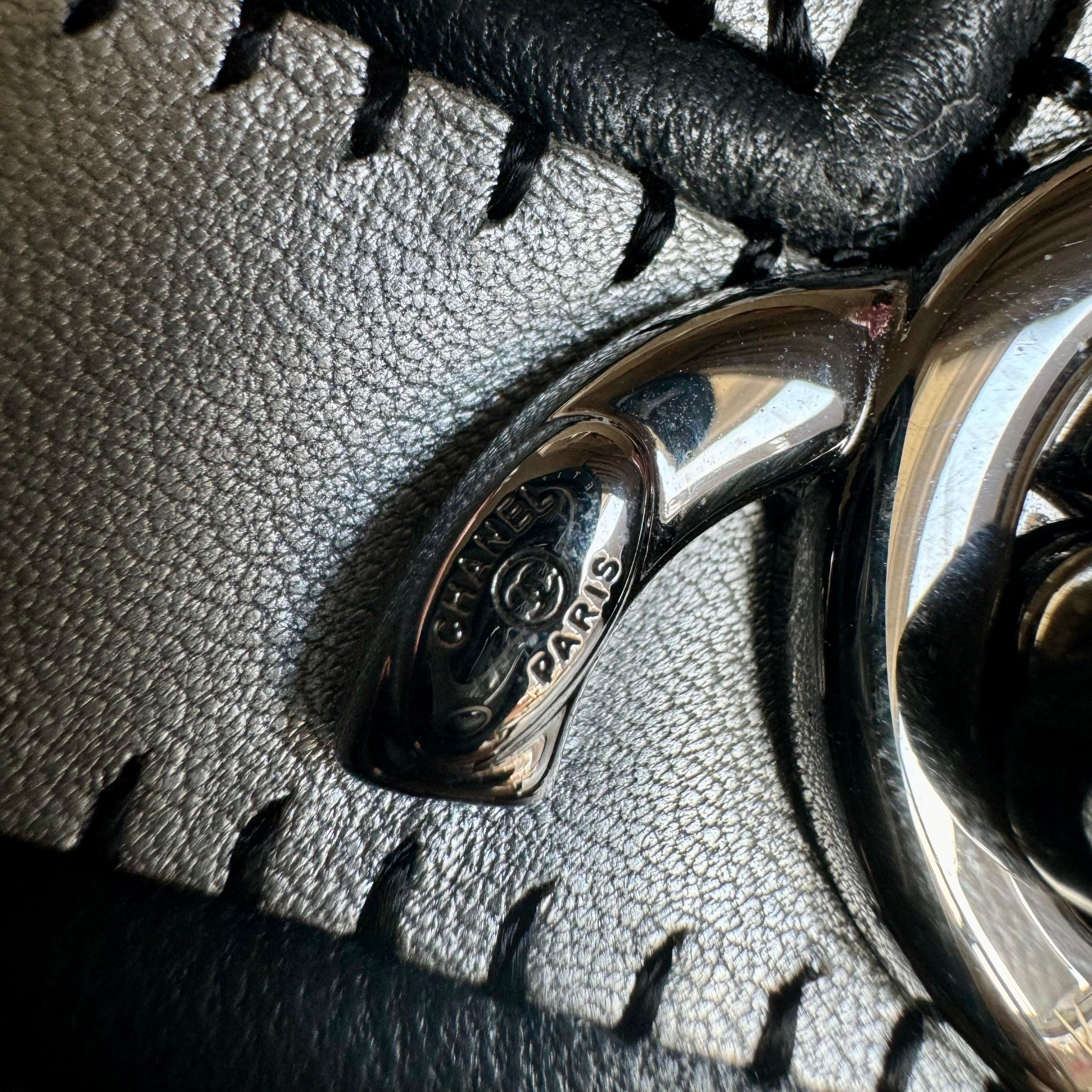 Chanel Lambskin Chevron Quilted Small Couture Flap Black Silver, 2016-2017 For Sale 3