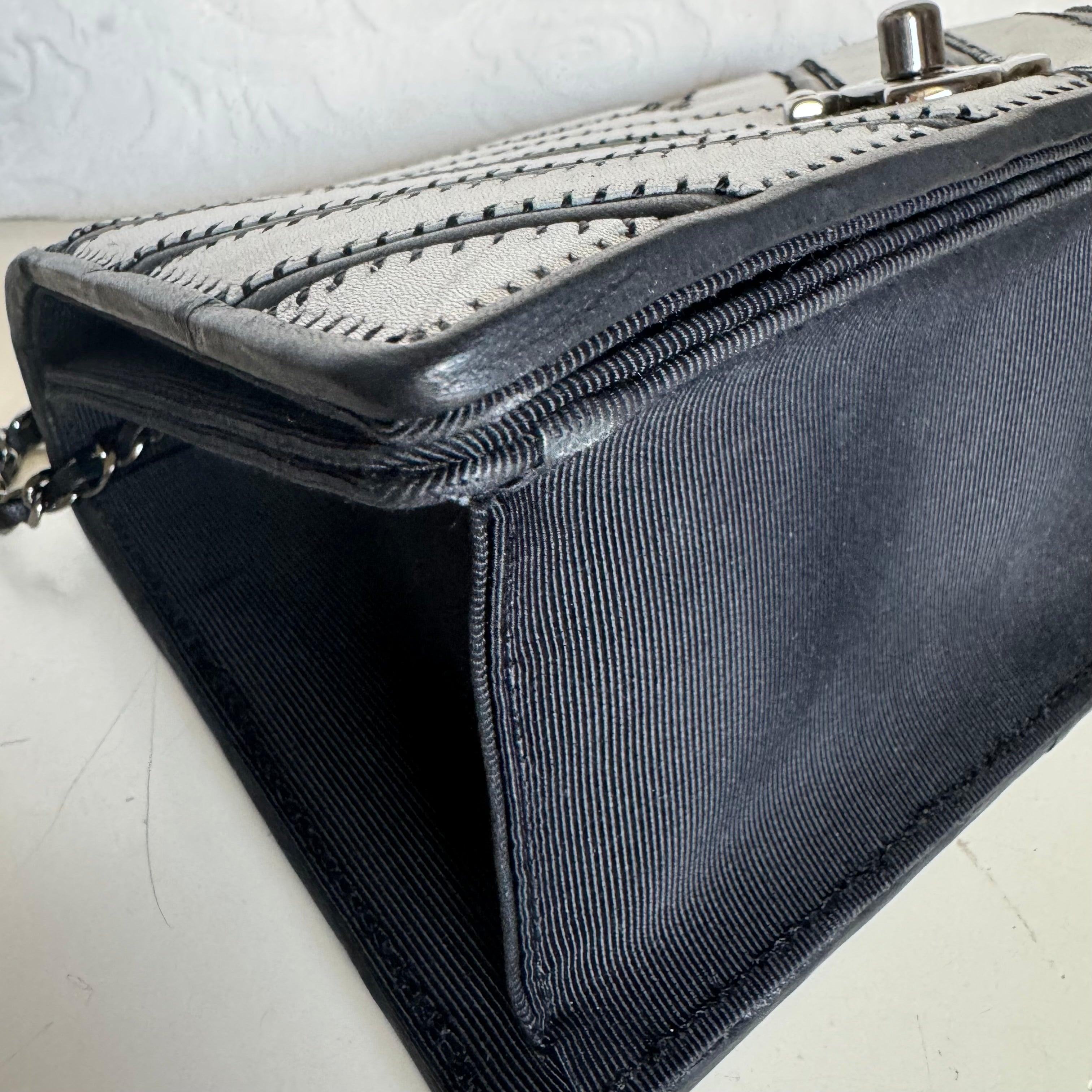 Chanel Lambskin Chevron Quilted Small Couture Flap Black Silver, 2016-2017 For Sale 4