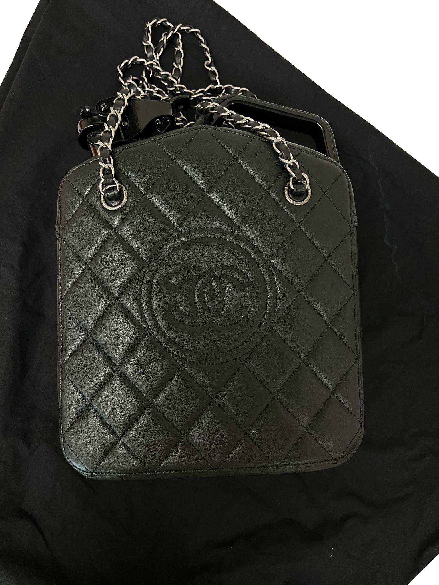 Chanel lambskin Dubai by Night Gas Jerry Can Statement Tank Collector Bag Black For Sale 15