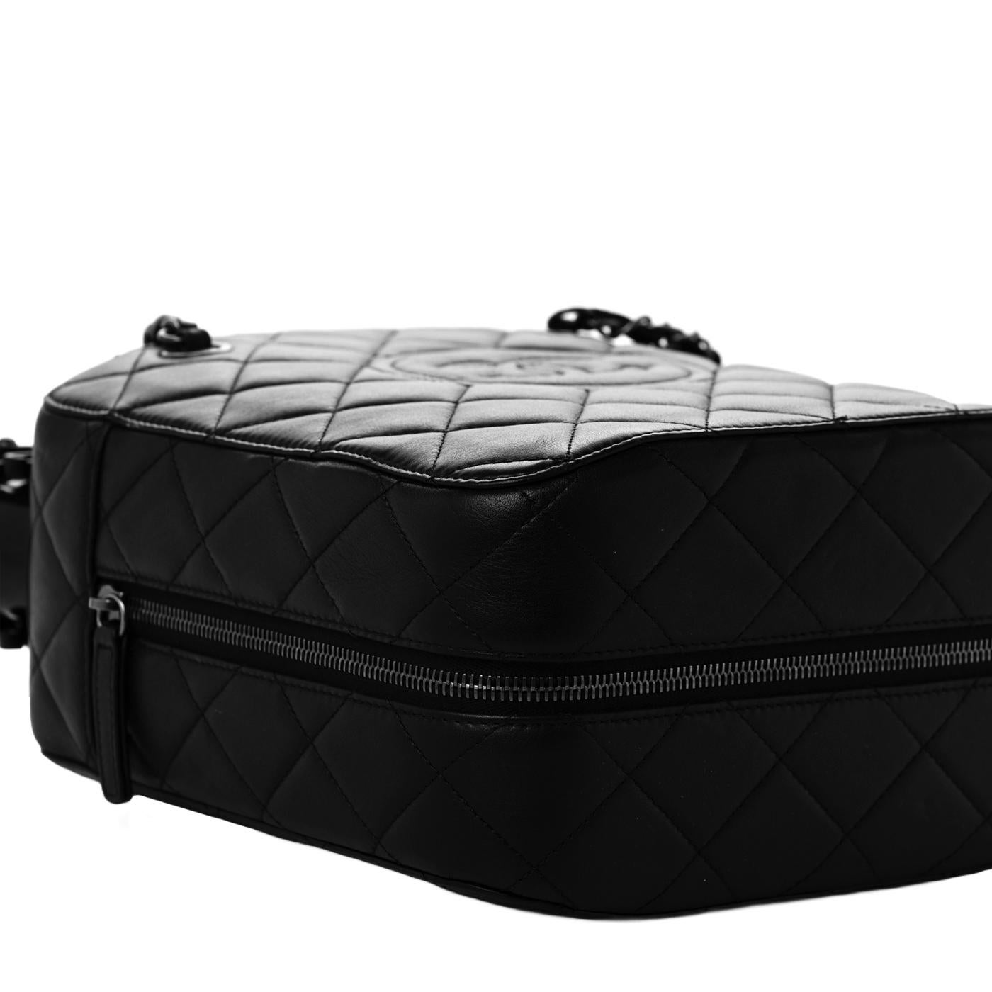 Women's Chanel lambskin Dubai by Night Gas Jerry Can Statement Tank Collector Bag Black For Sale