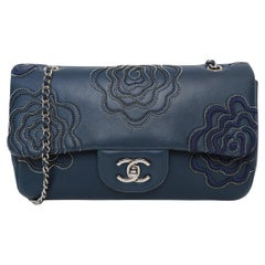 Used Chanel Lambskin Embroidered Camelia Flap Bag