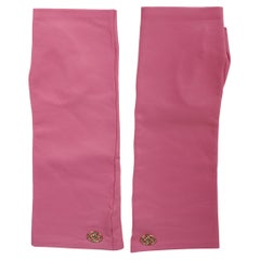 Guanti Chanel in pelle d
agnello senza dita C Long Rosa Taglia 8 Oro 18k Logo C.C.