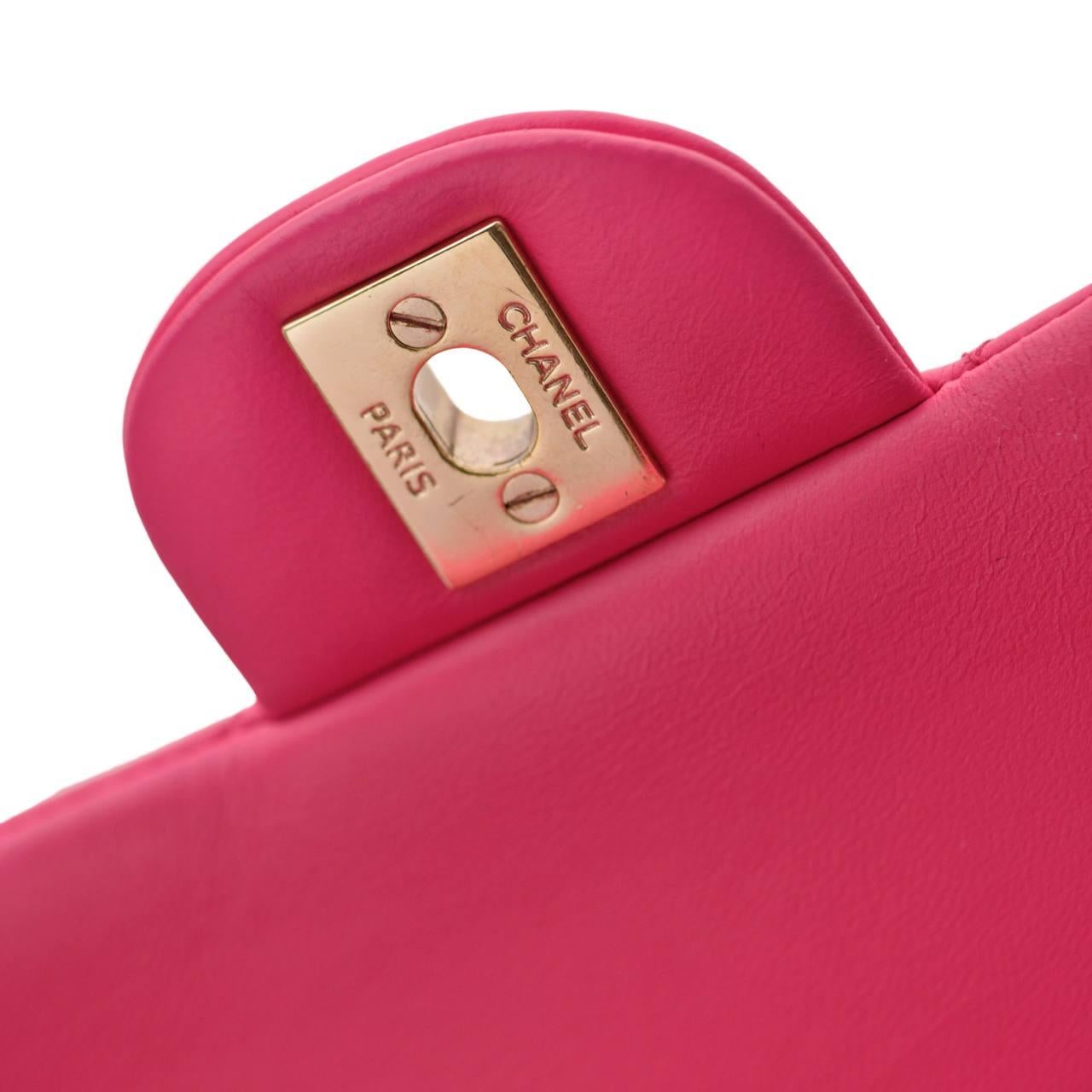 Chanel Lambskin Fuchsia Quilted Medium Classic Double Flap Bag For Sale 5