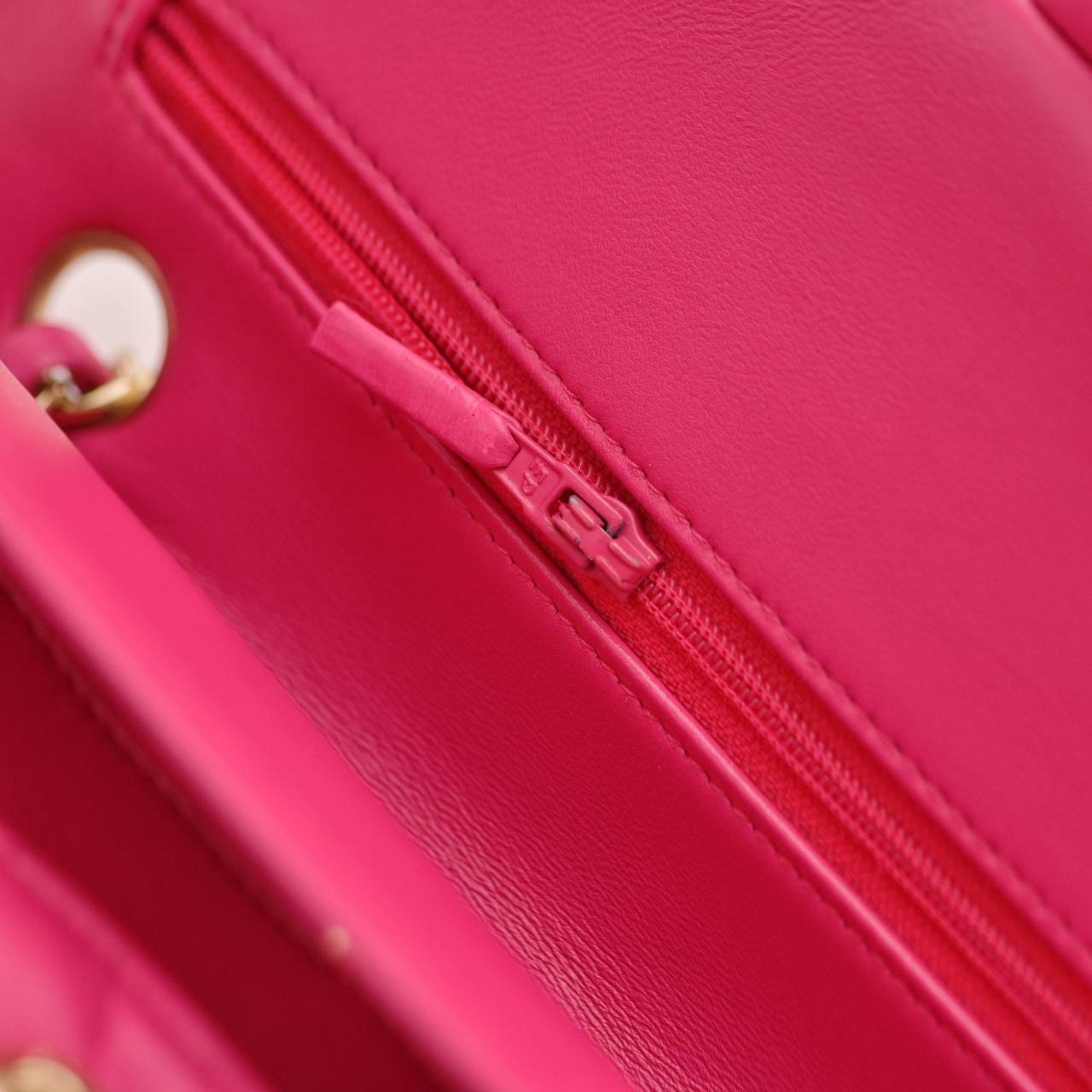 Chanel Lambskin Fuchsia Quilted Medium Classic Double Flap Bag For Sale 6