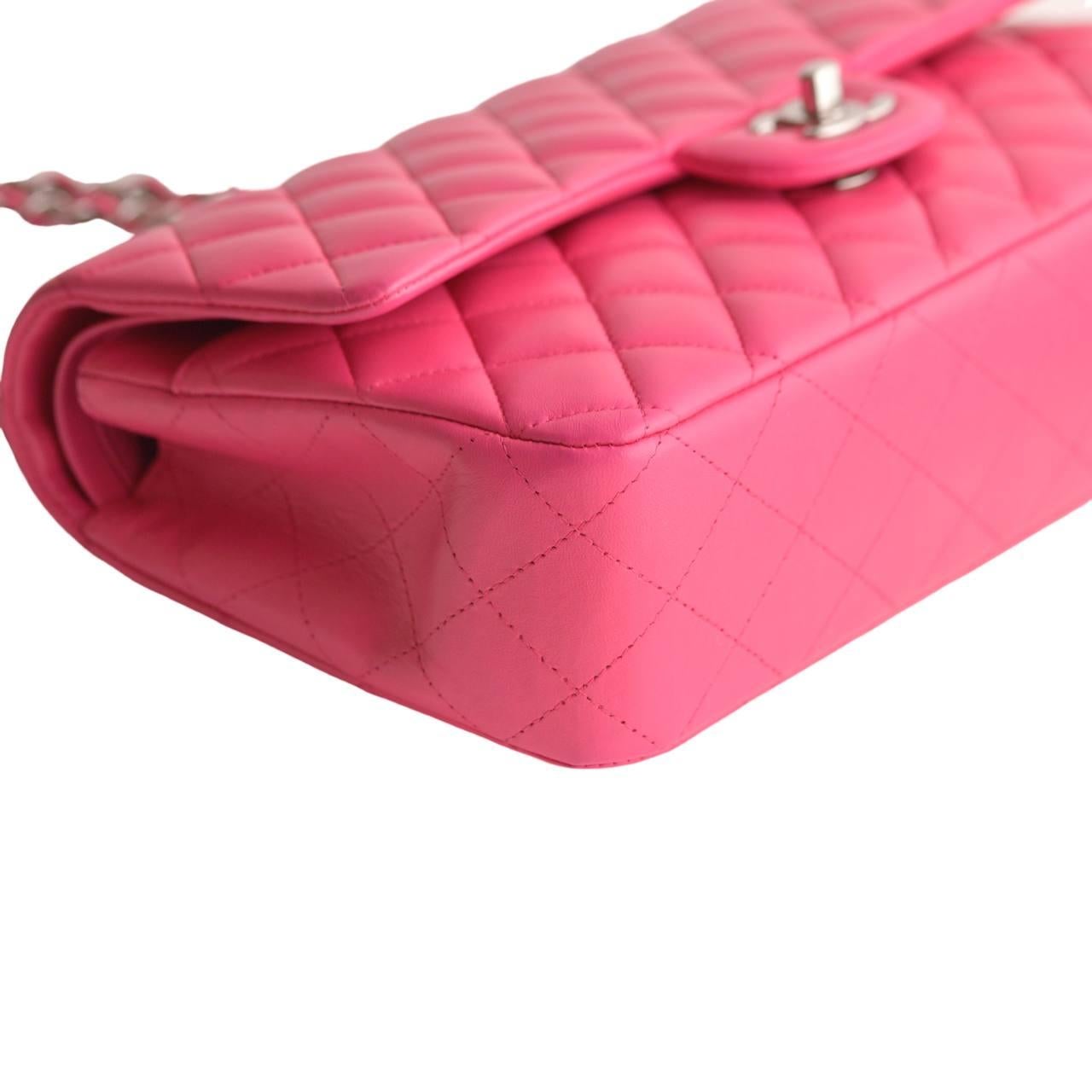Chanel Lambskin Hot Pink Quilted Medium Classic Double Flap Bag 1