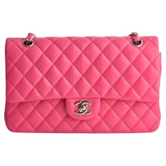 Chanel Lambskin Hot Pink Quilted Medium Classic Double Flap Bag