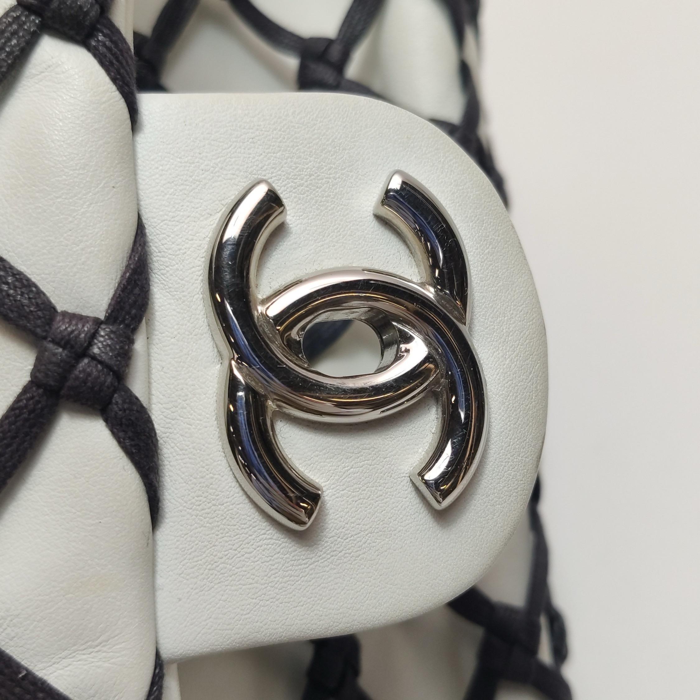 Chanel Lambskin Jumbo Canebiers Net Knots Flap White, 2011 For Sale 7