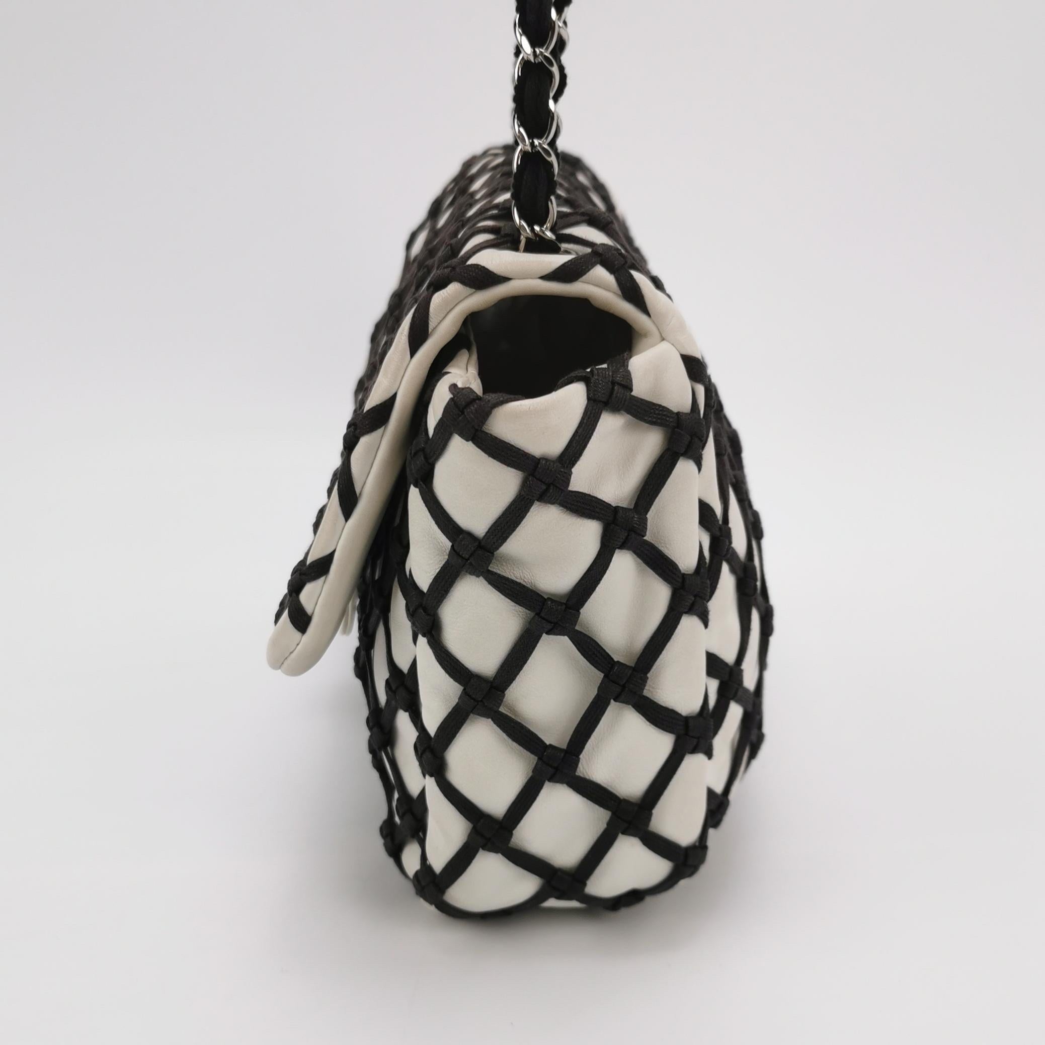 Gray Chanel Lambskin Jumbo Canebiers Net Knots Flap White, 2011 For Sale
