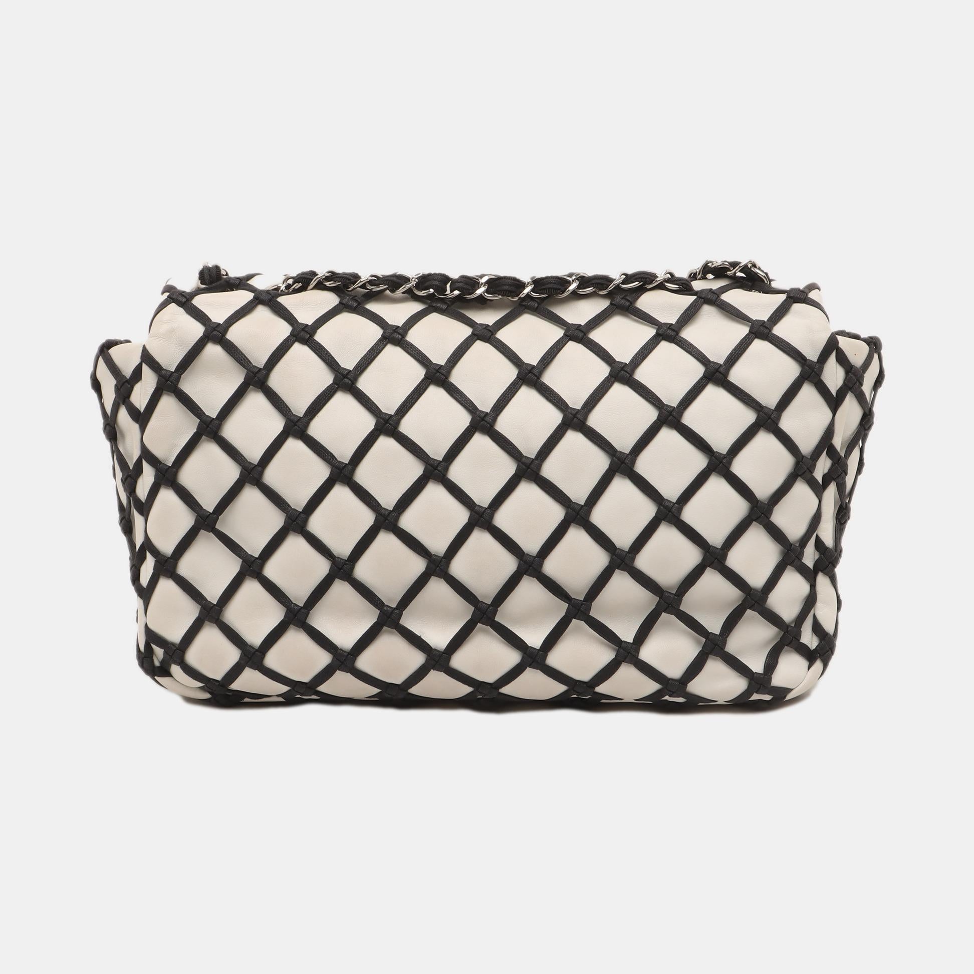 Chanel Lambskin Jumbo Canebiers Net Knots Flap White, 2011 1