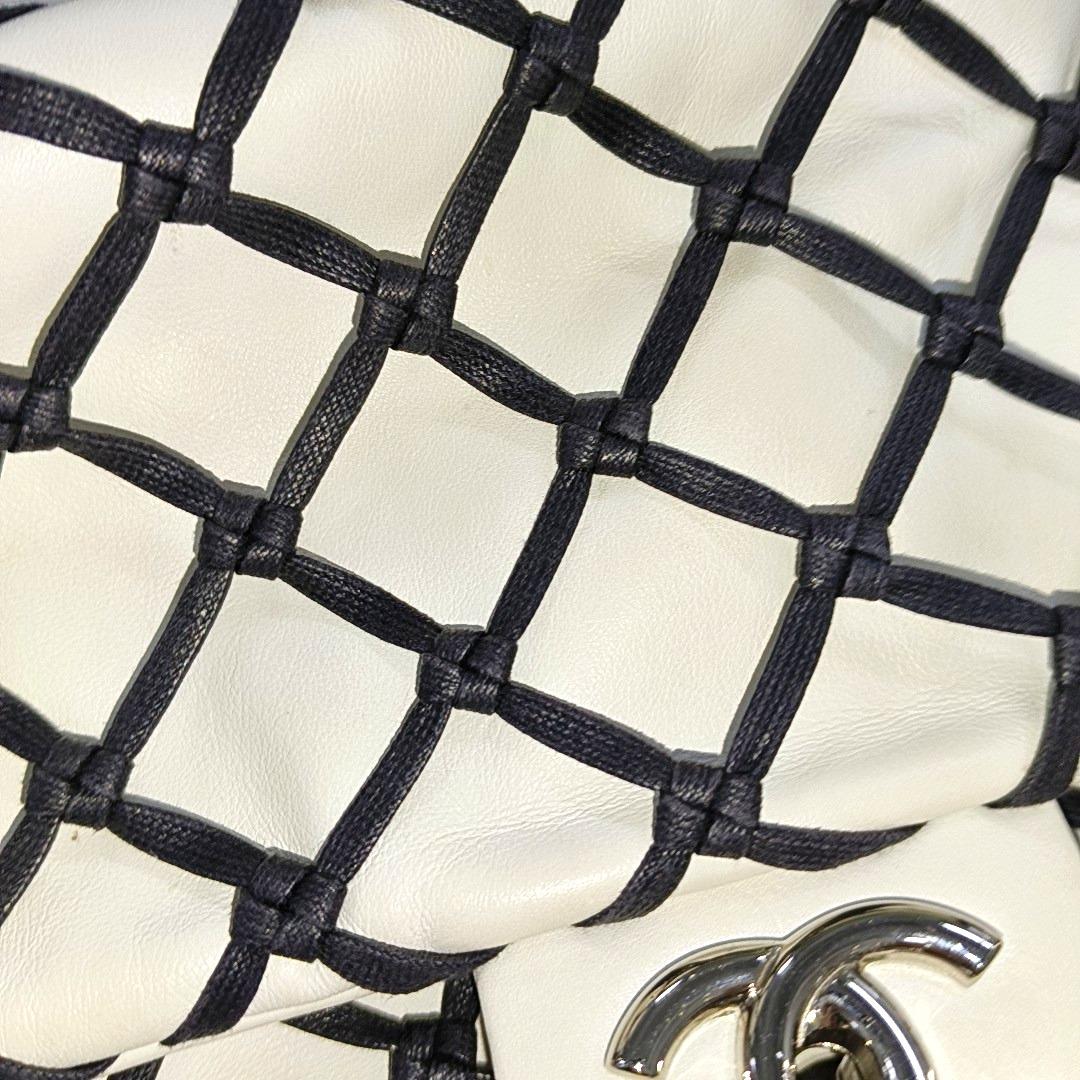 Chanel Lambskin Jumbo Canebiers Net Knots Flap White, 2011 2