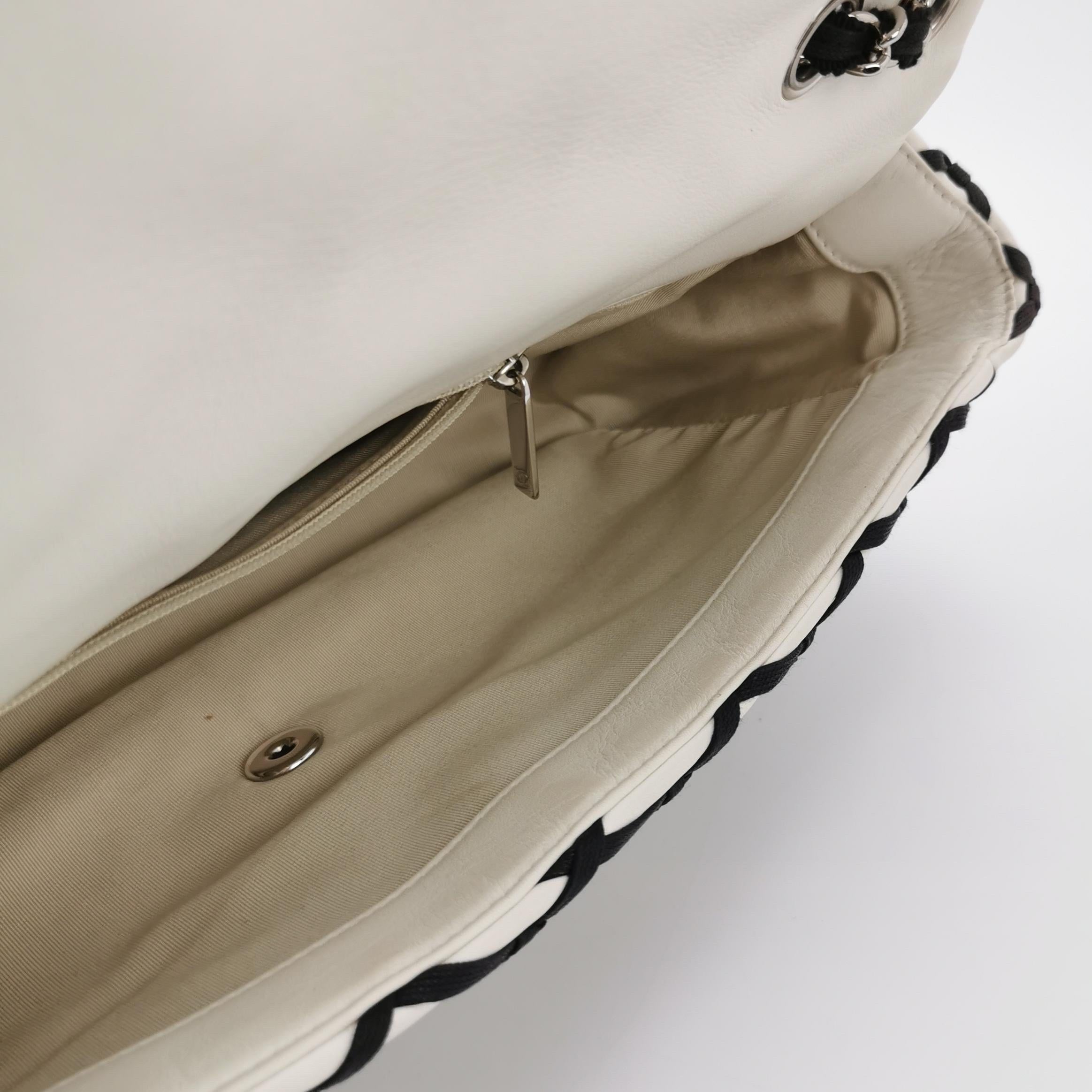 Chanel Lambskin Jumbo Canebiers Net Knots Flap White, 2011 For Sale 2