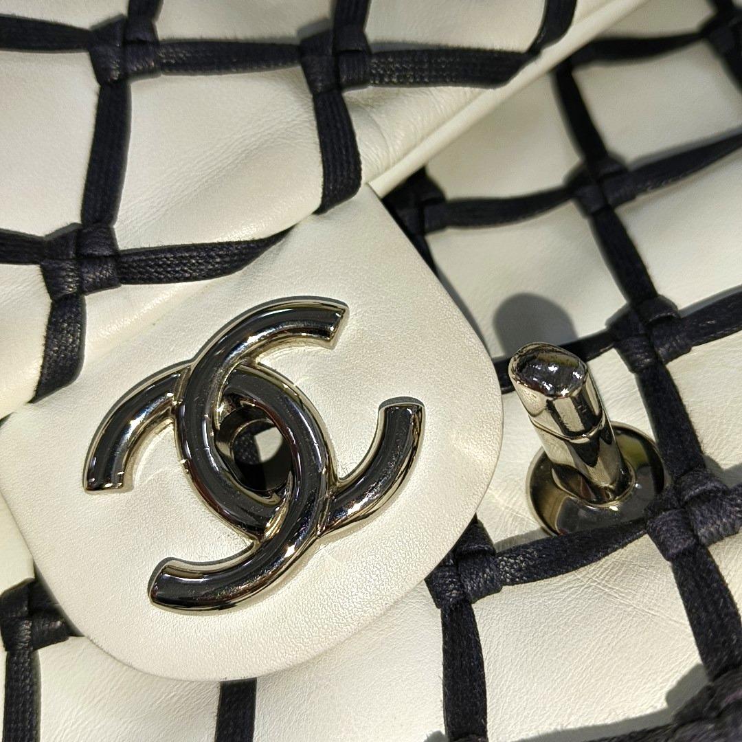 Chanel Lambskin Jumbo Canebiers Net Knots Flap White, 2011 3