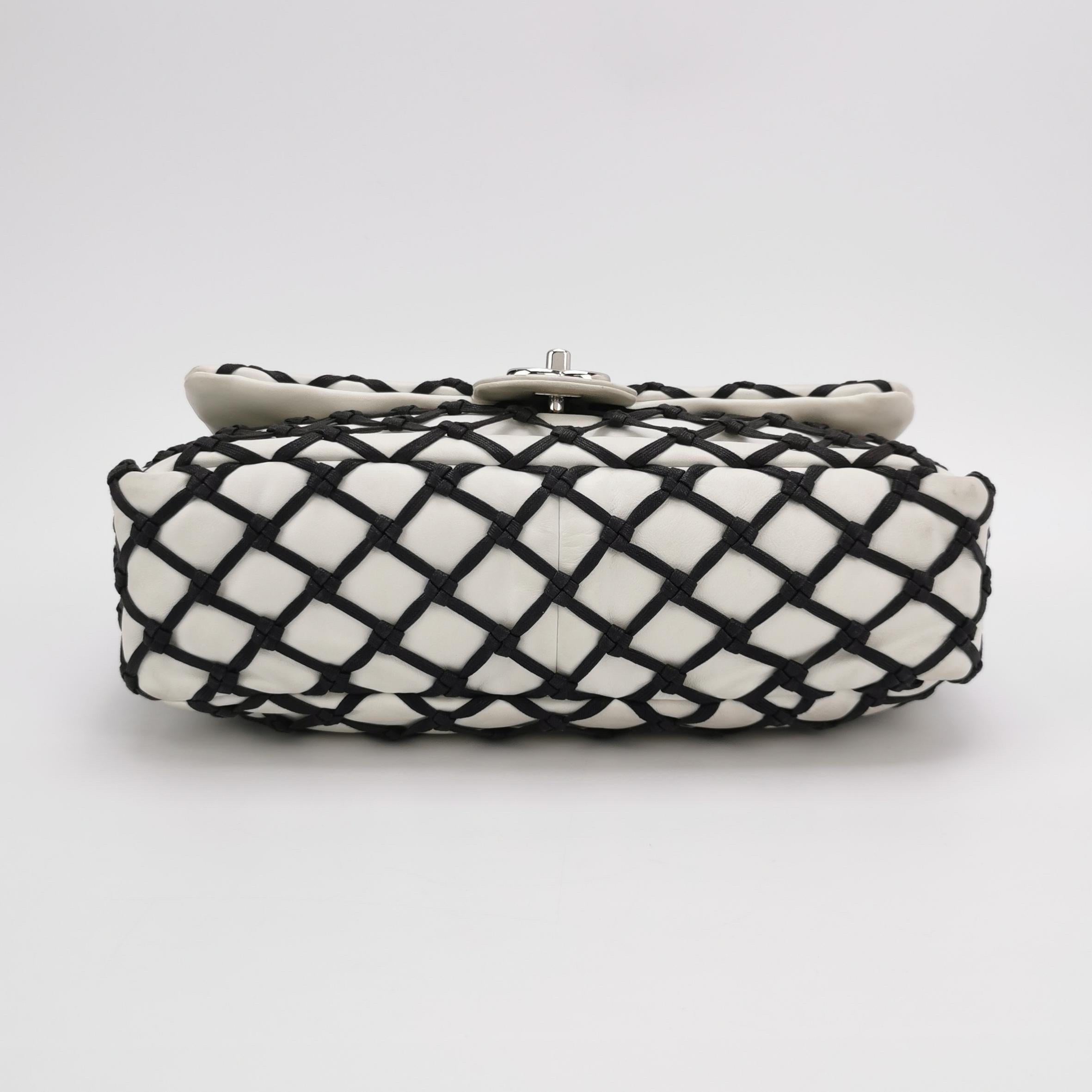 Chanel Lambskin Jumbo Canebiers Net Knots Flap White, 2011 For Sale 3