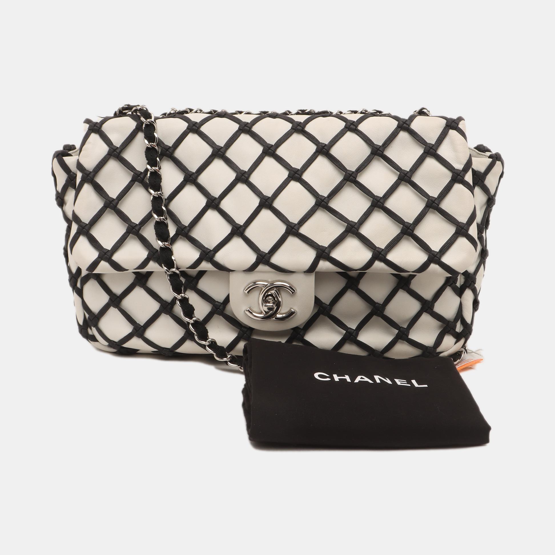 Chanel Lambskin Jumbo Canebiers Net Knots Flap White, 2011 4