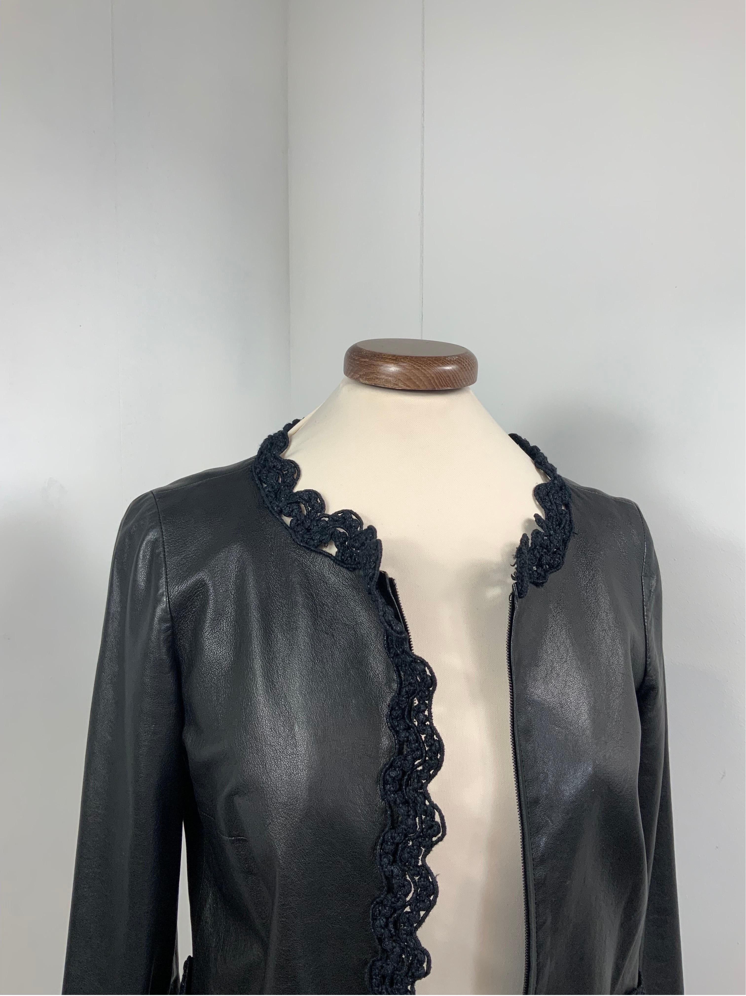 Black Chanel Lambskin leather black jacket For Sale