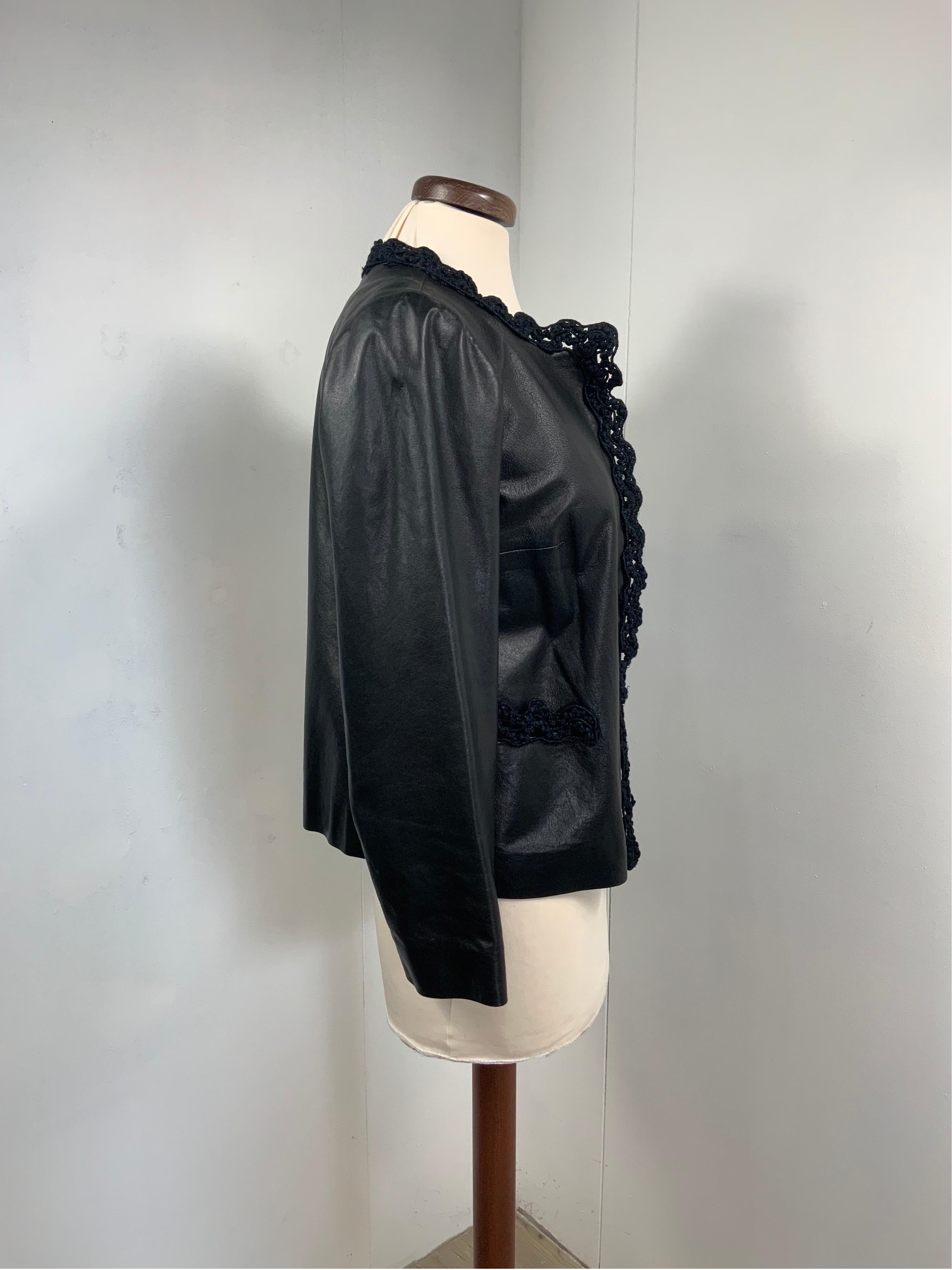 Women's or Men's Chanel Lambskin leather black jacket For Sale