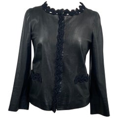 Chanel Schwarze Jacke aus Lammfell und Leder