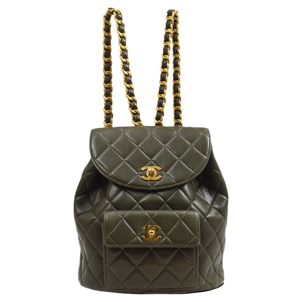 CHANEL Lambskin Leather Gold Duma Shoulder Backpack Bag For Sale at 1stDibs