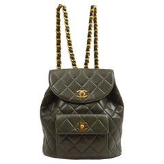 CHANEL Lambskin Leather Gold Duma Shoulder Backpack Bag
