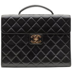 Chanel Lambskin Leather Vintage Classic Briefcase Bag