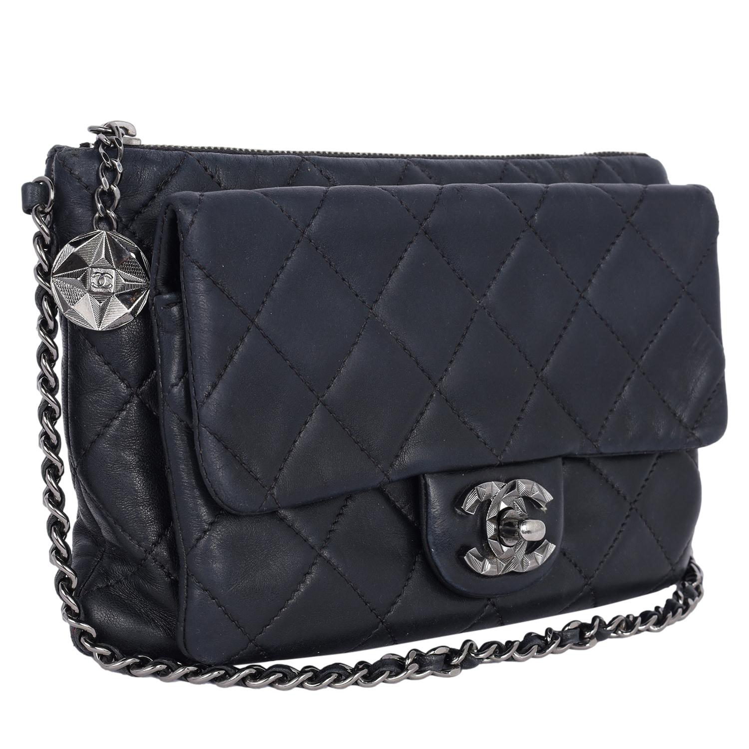 Chanel Lambskin Mineral Nights Flap Shoulder Bag Black 2