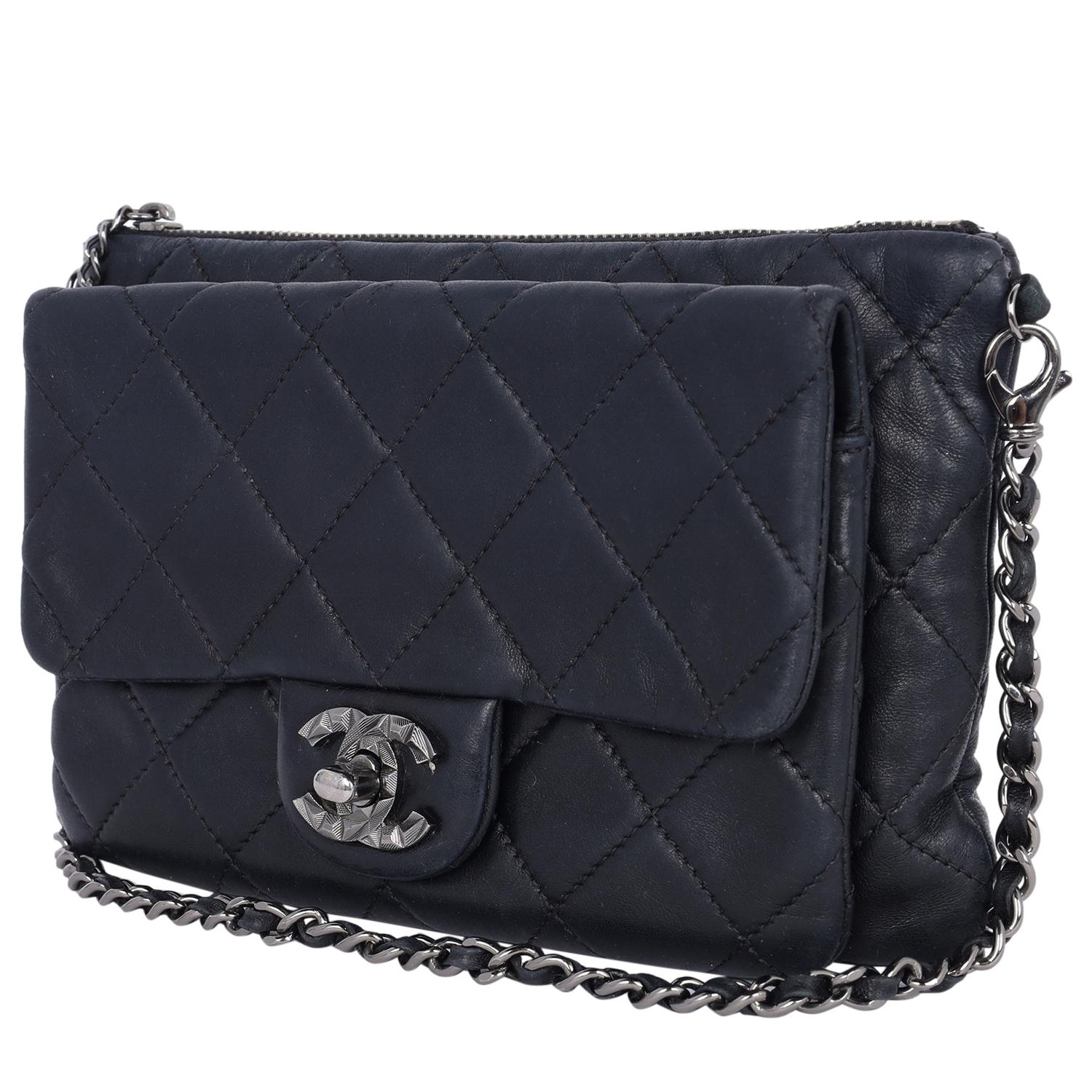 Chanel Lambskin Mineral Nights Flap Shoulder Bag Black 3
