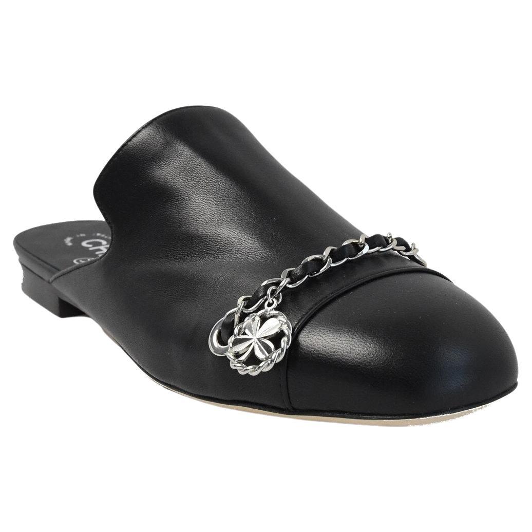 Chanel Lambskin Mules Sandals Black For Sale