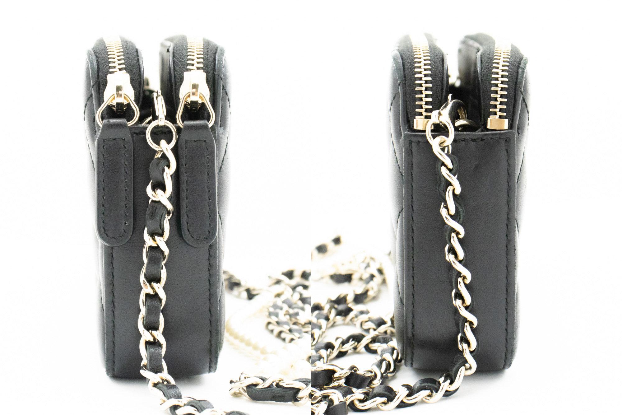 Women's CHANEL Lambskin Pearl WOC Wallet On Chain Double Zip Chain Bag For Sale