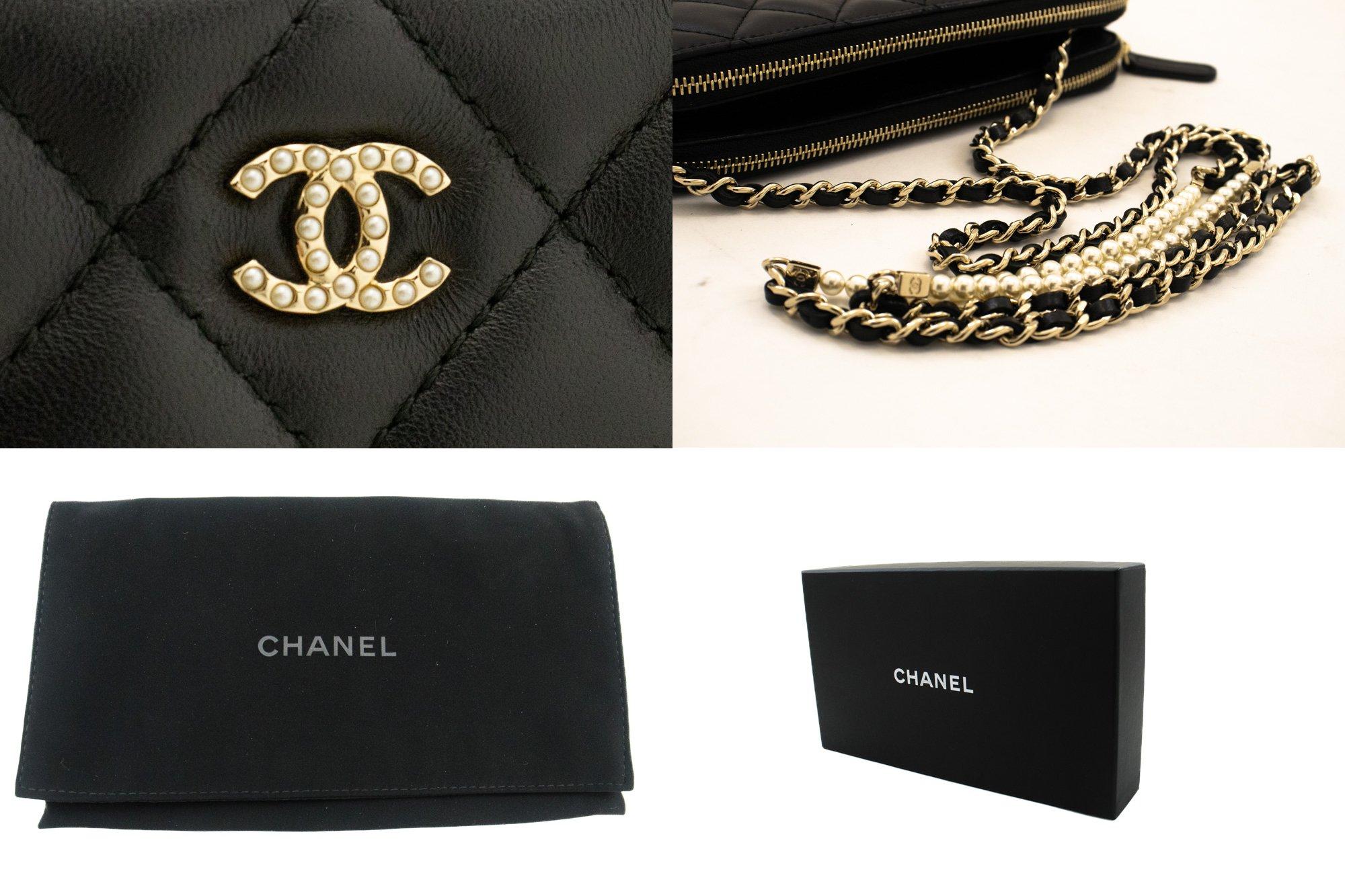 CHANEL Lambskin Pearl WOC Wallet On Chain Double Zip Chain Bag For Sale 1