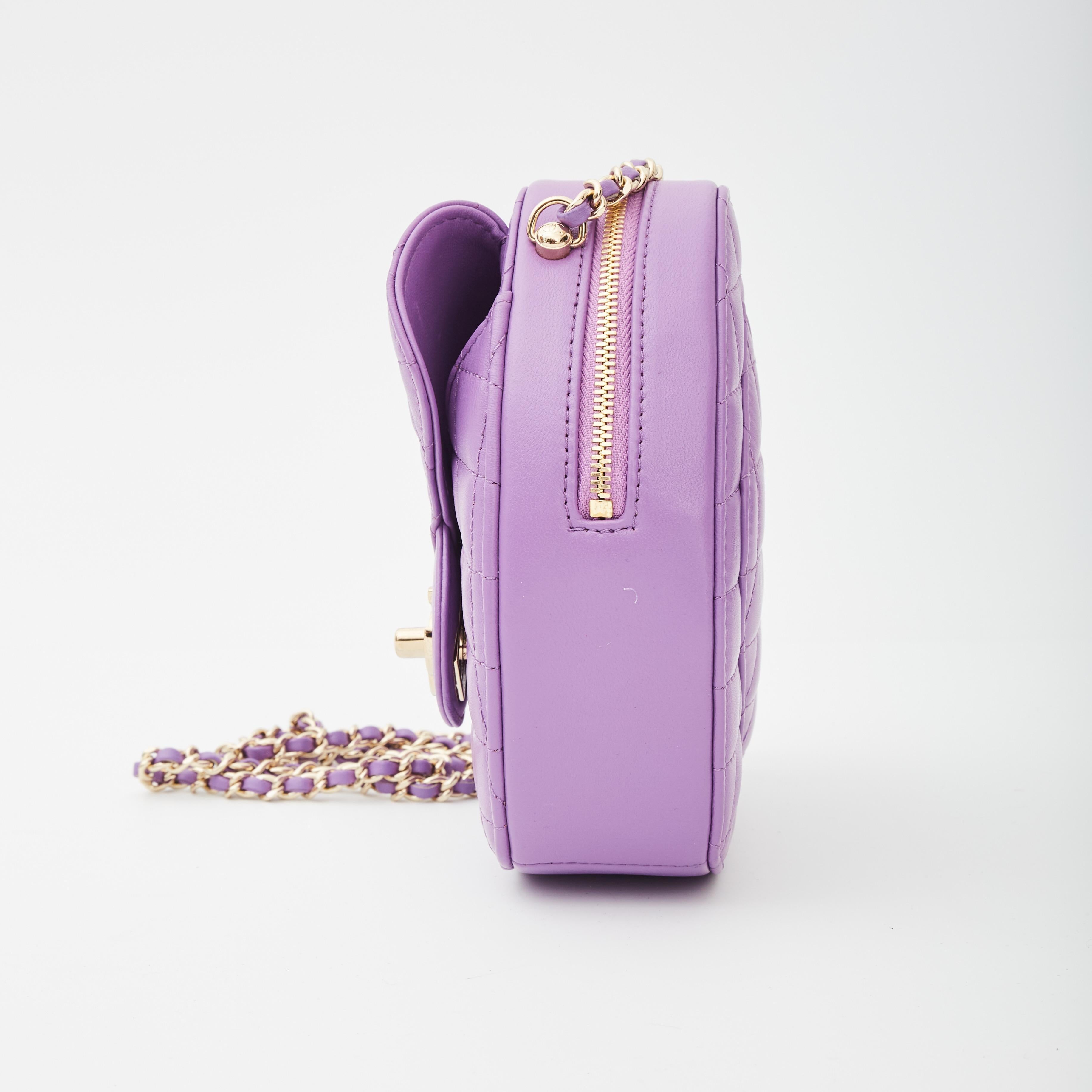 COLOR: Purple
MATERIAL: Lambskin
CODE: JL4NG4CO
MEASURES: H 6.5” x L 7” x D 2”
DROP: 21”
COMES WITH: Dust bag, box and plastic protector
CONDITION: New

Made in France