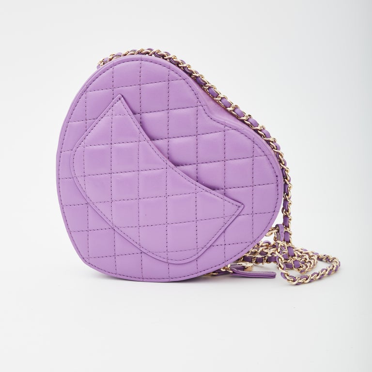 CHANEL Shearling Quilted Mademoiselle Tote Light Purple 777778