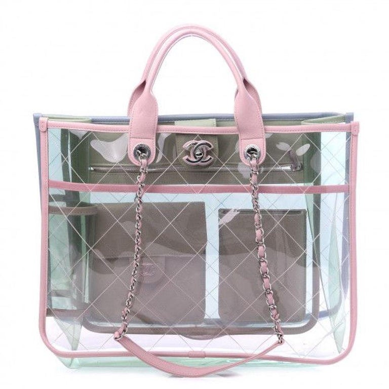 Chanel 2018 SOLD OUT Small PVC Quilted Flap Bag W/ Pastel Lambskin Leather  Trim For Sale at 1stDibs