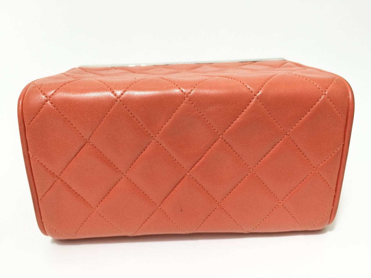 Chanel Lambskin Quilted Box Bag Orange, 1990s 6