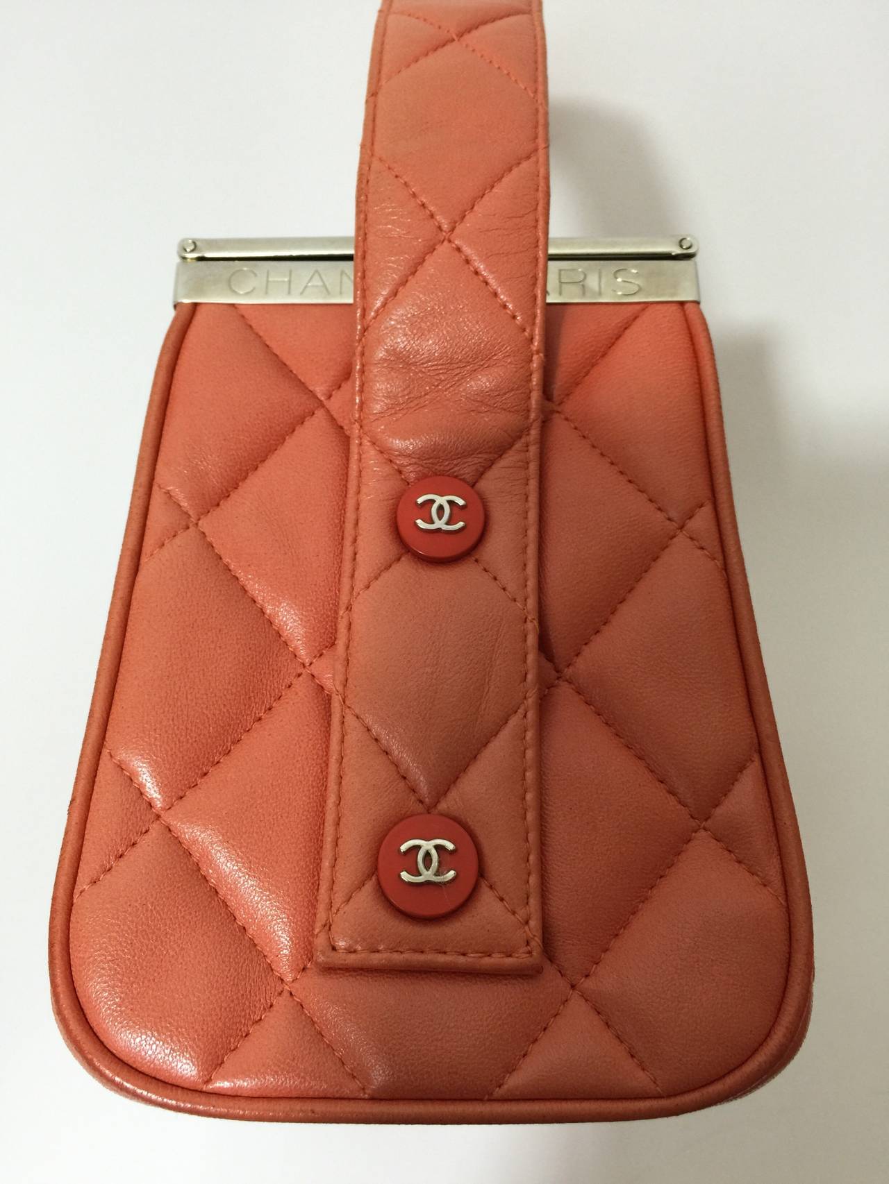 Chanel Lambskin Quilted Box Bag Orange, 1990s 8