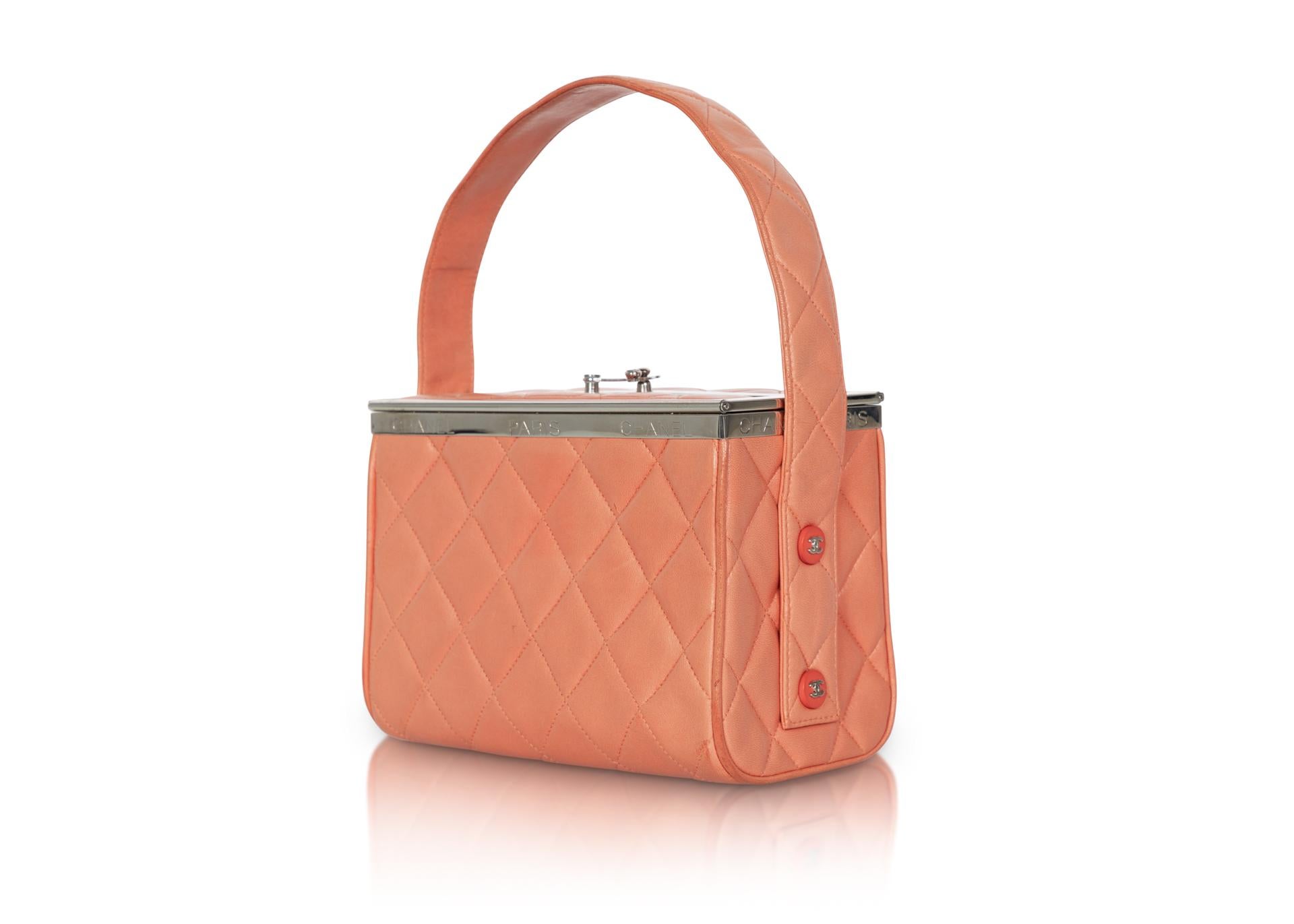 Women's Chanel Lambskin Quilted Box Bag Orange, 1990s