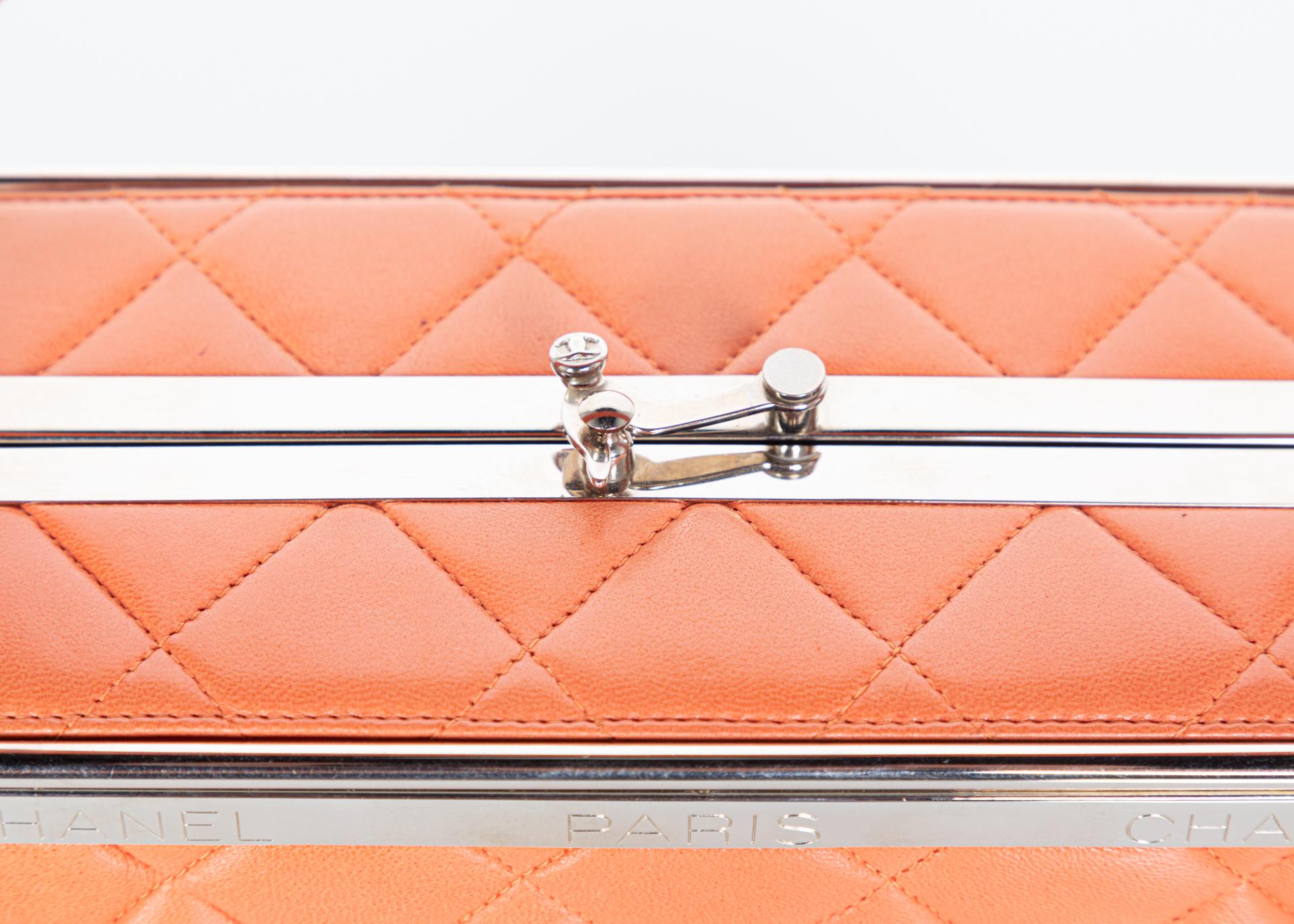Chanel Lambskin Quilted Box Bag Orange, 1990s 3