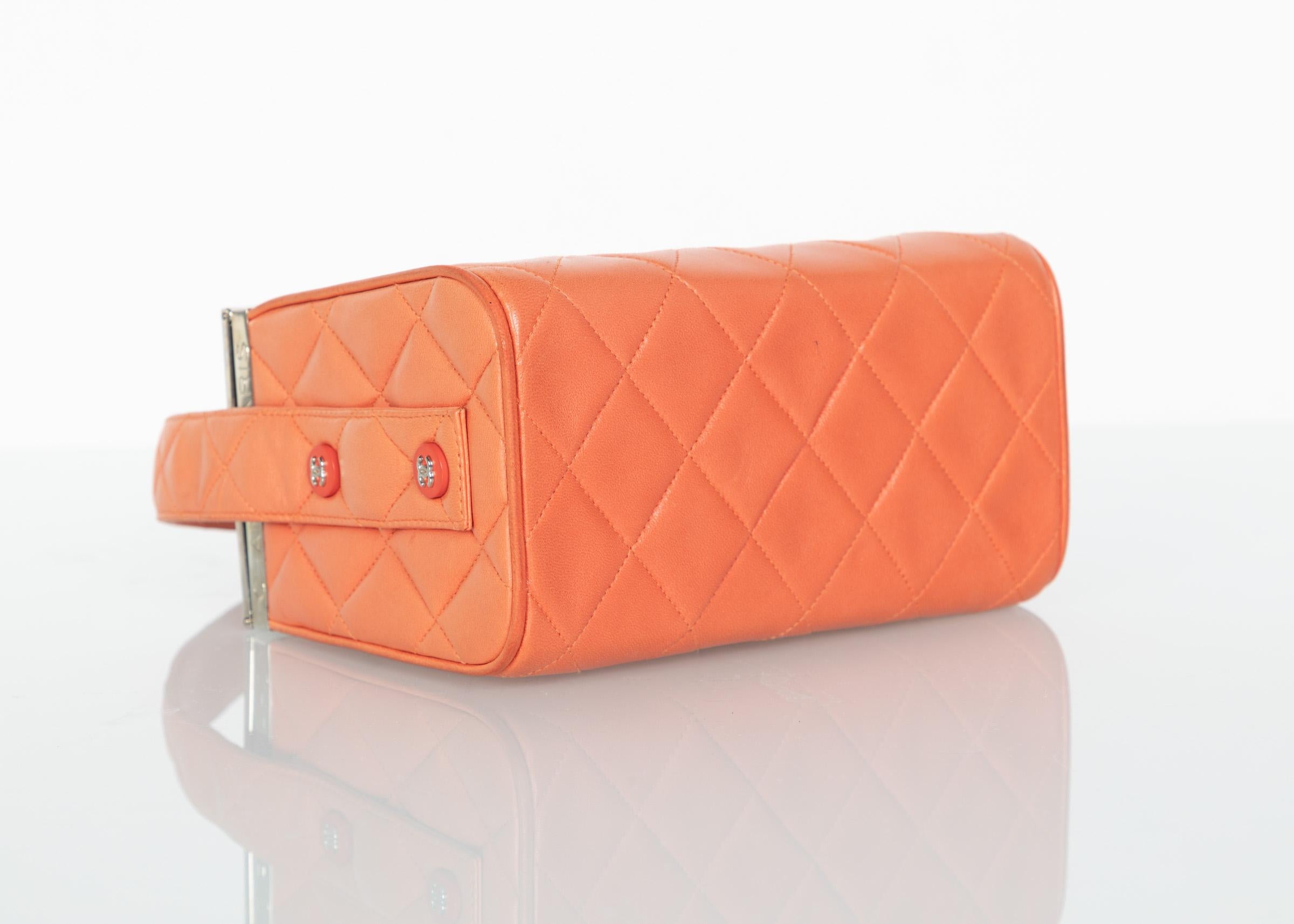 Chanel Lambskin Quilted Box Bag Orange, 1990s 5