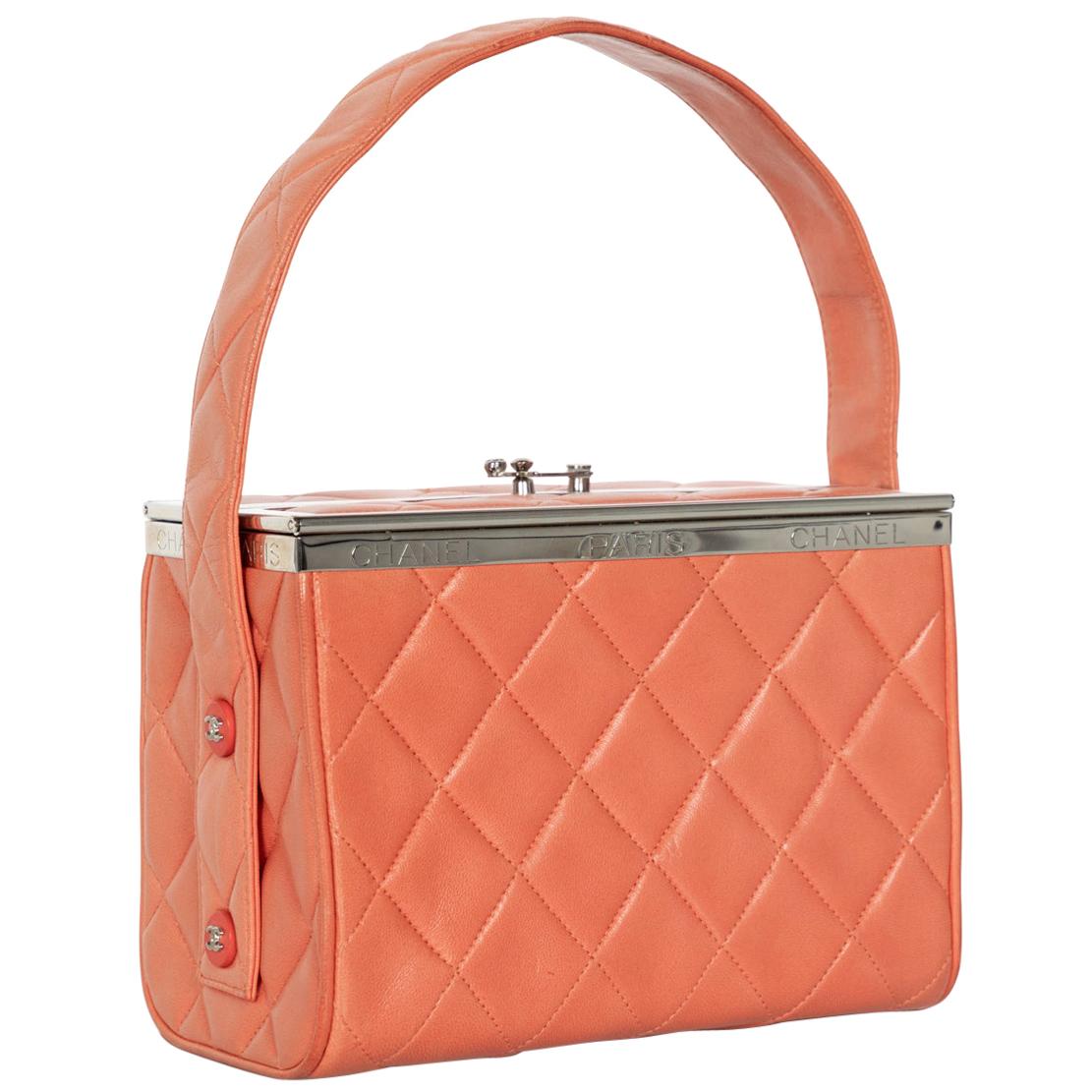 Chanel Lambskin Quilted Box Bag Orange, 1990s