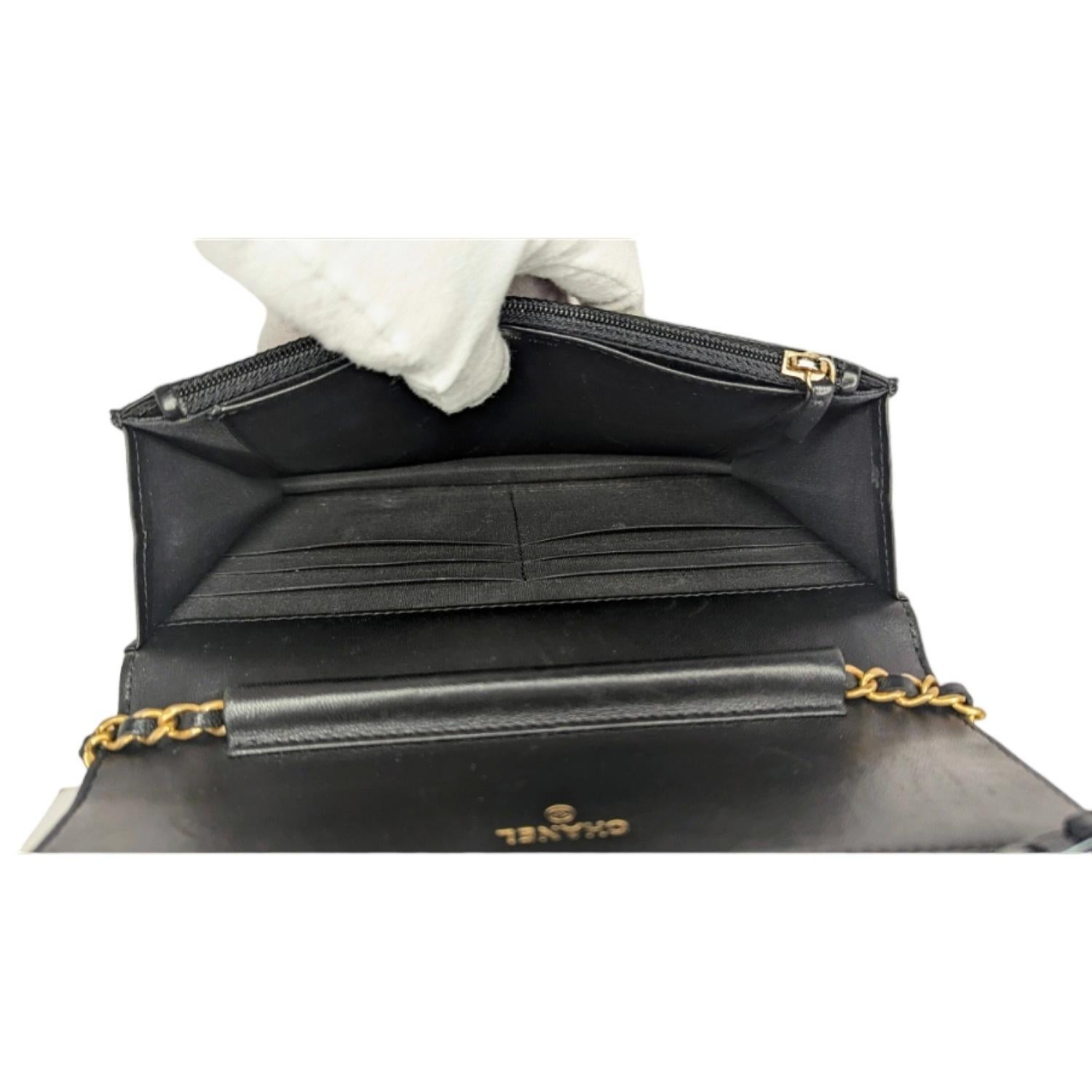 Chanel Lambskin Quilted Boy Wallet On Chain WOC Black 4