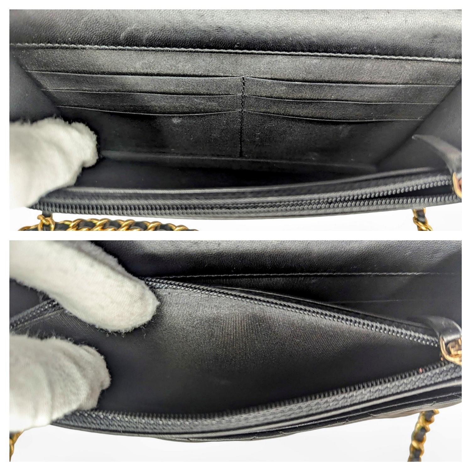 Chanel Lambskin Quilted Boy Wallet On Chain WOC Black 5