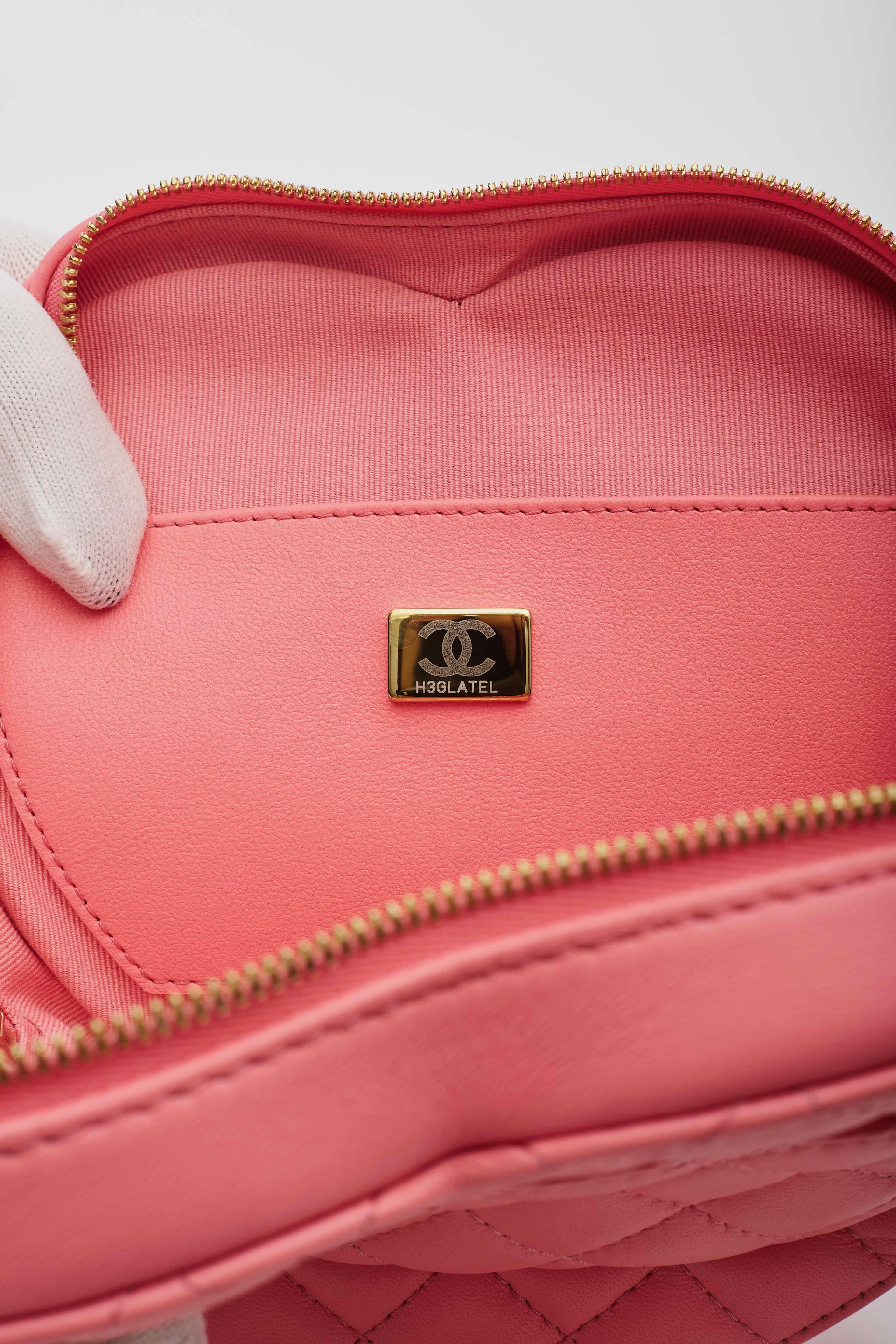 Chanel Lambskin Quilted CC In Love Heart Shoulder Bag Pink 2