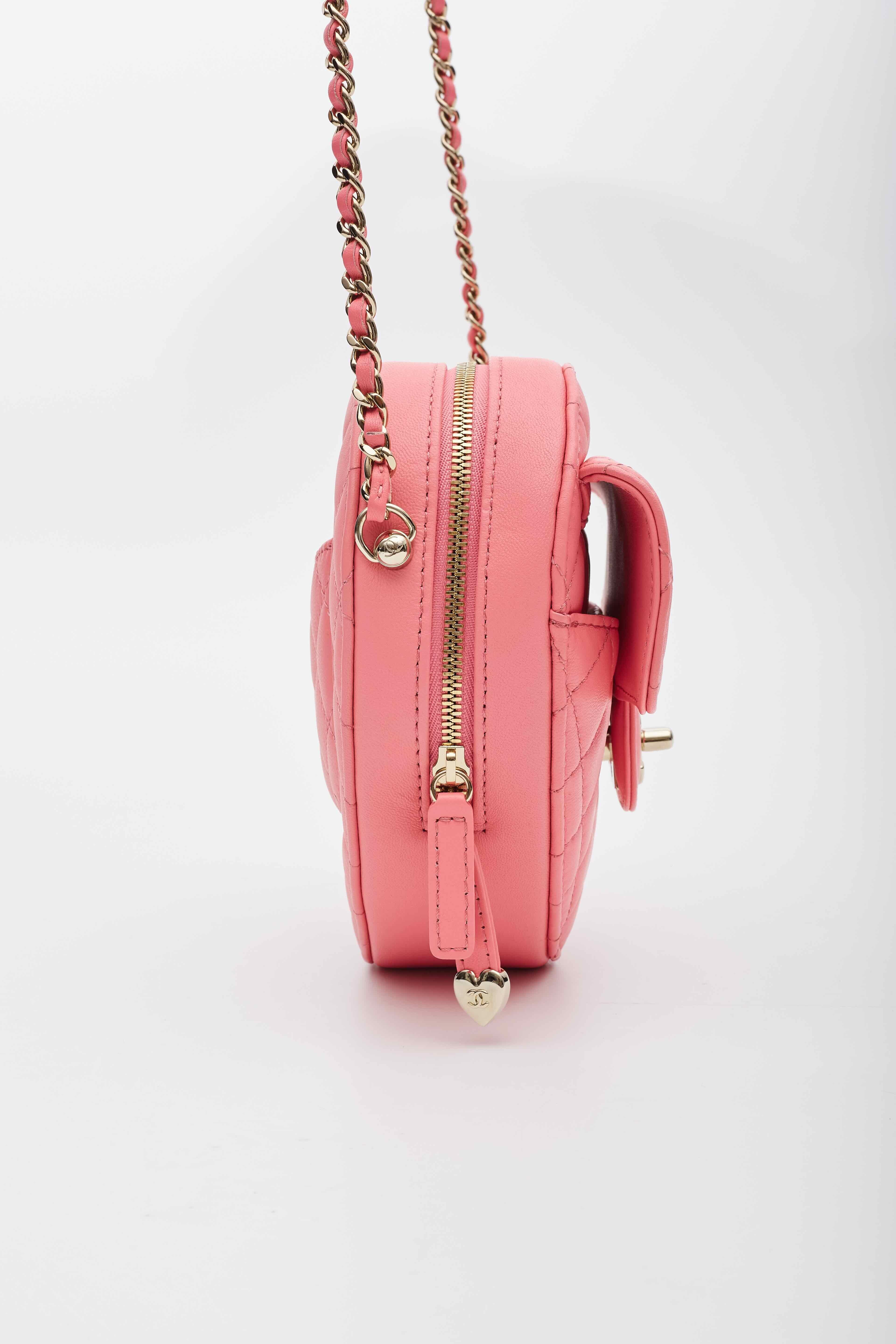 Chanel Lambskin Quilted CC In Love Heart Shoulder Bag Pink 4