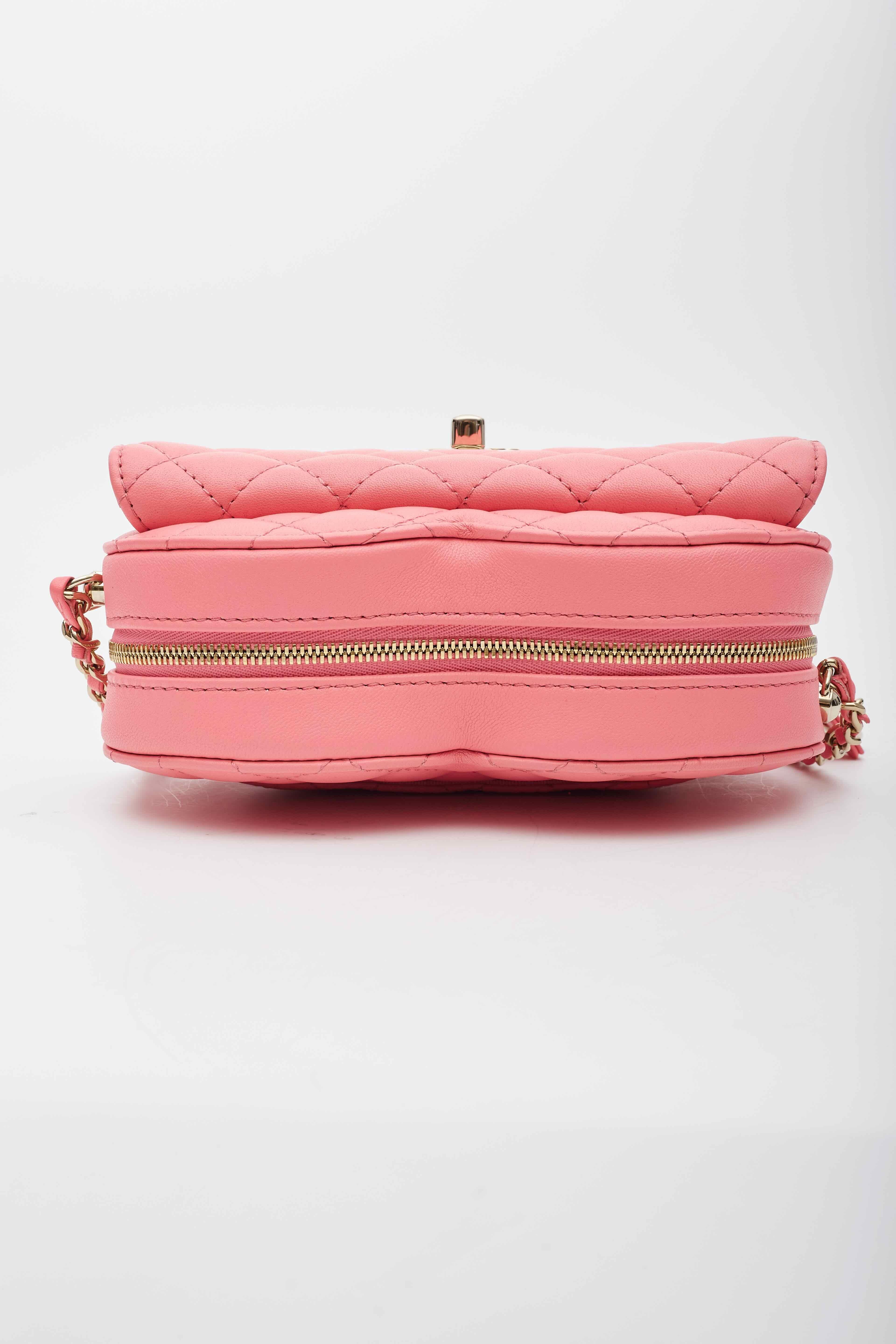 Chanel Lambskin Quilted CC In Love Heart Shoulder Bag Pink 5