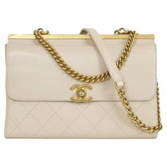 Chanel Lammfell gesteppte Coco Luxe Klappe Beige Kleine Tasche 2019 Gold Hardware