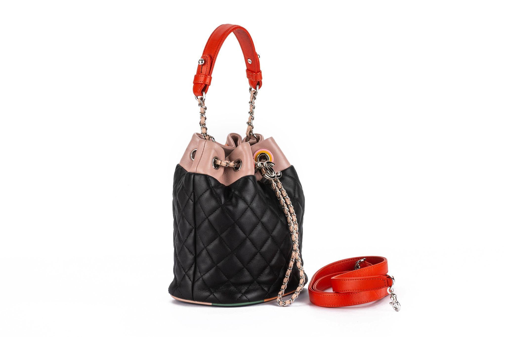 Black Chanel Lambskin Quilted Cuba Bucket For Sale