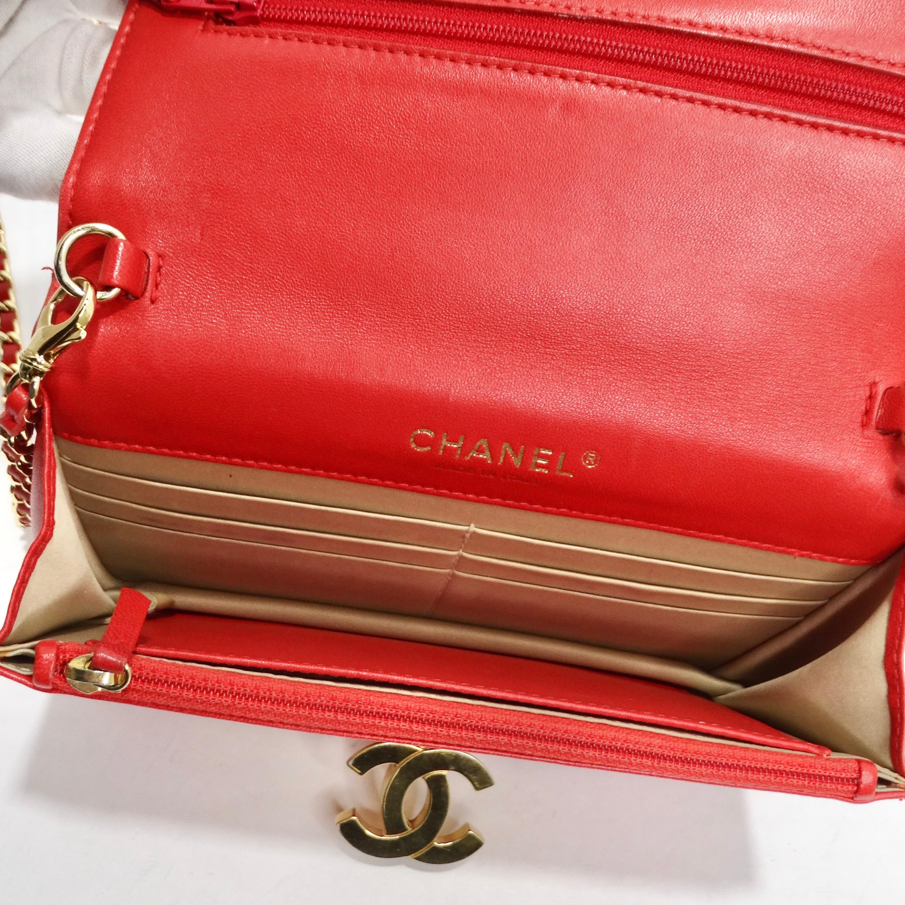 Chanel Lambskin Quilted Golden Class Wallet on Chain Red For Sale 6