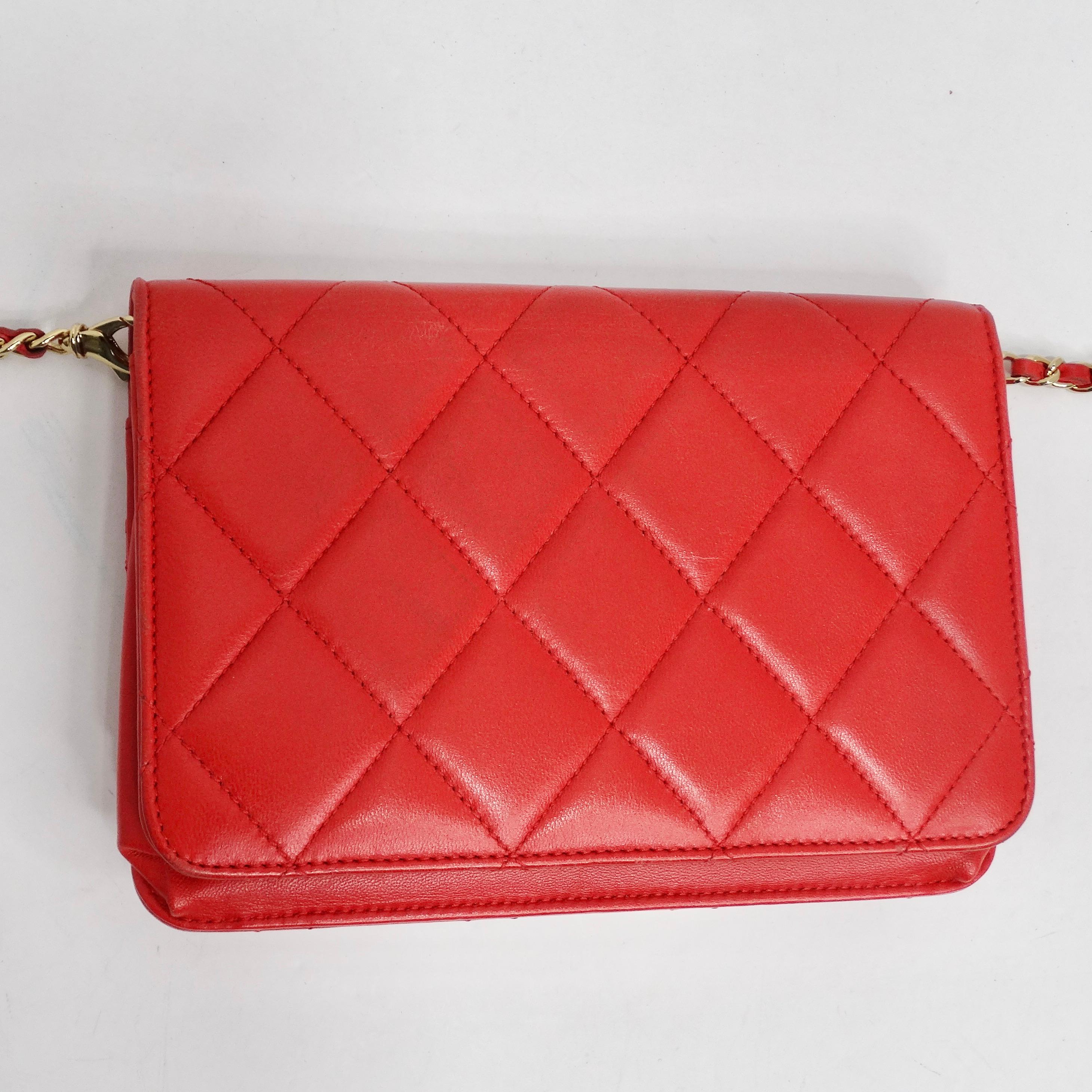 Chanel Lambskin Quilted Golden Class Wallet on Chain Red For Sale 3