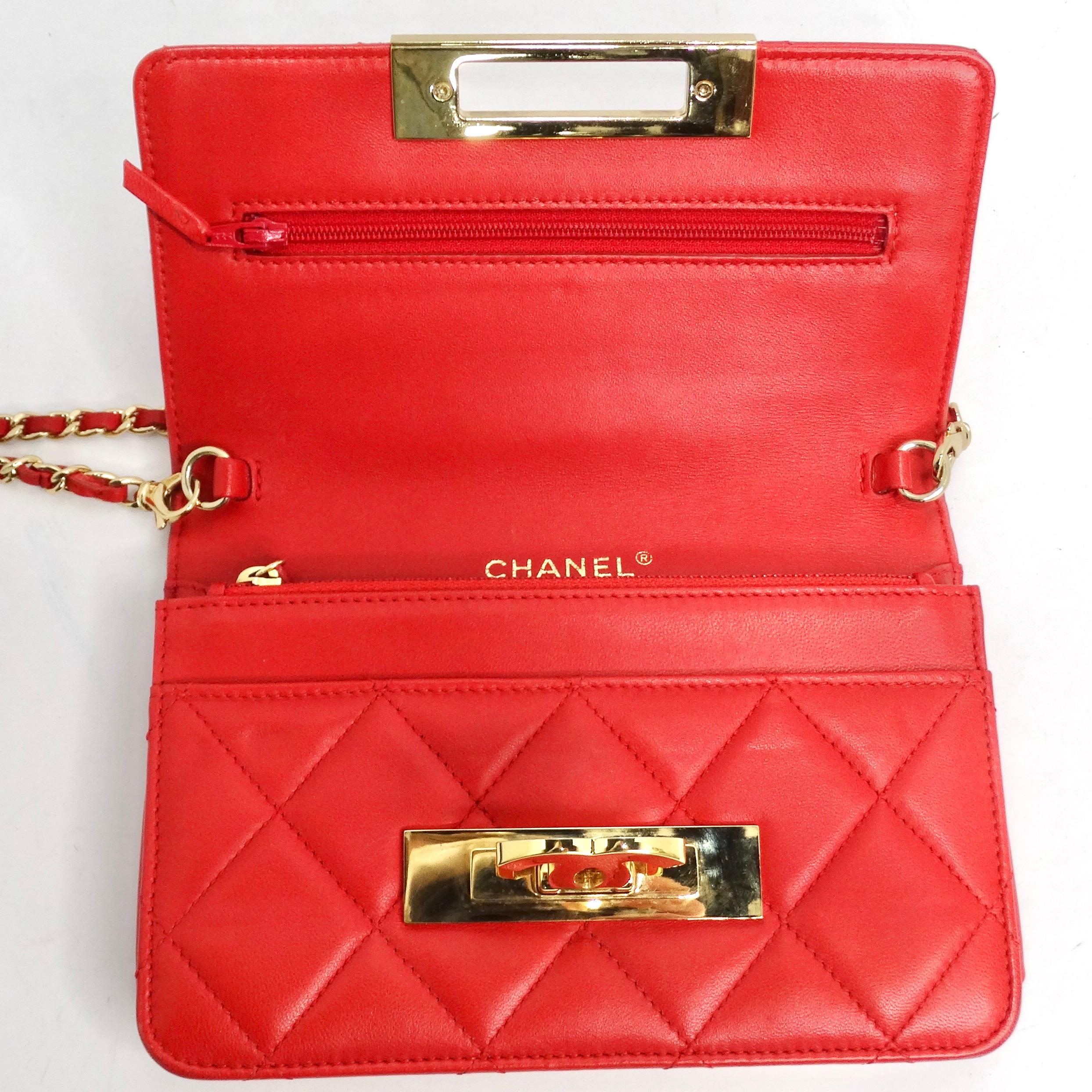 Chanel Lambskin Quilted Golden Class Wallet on Chain Red For Sale 4