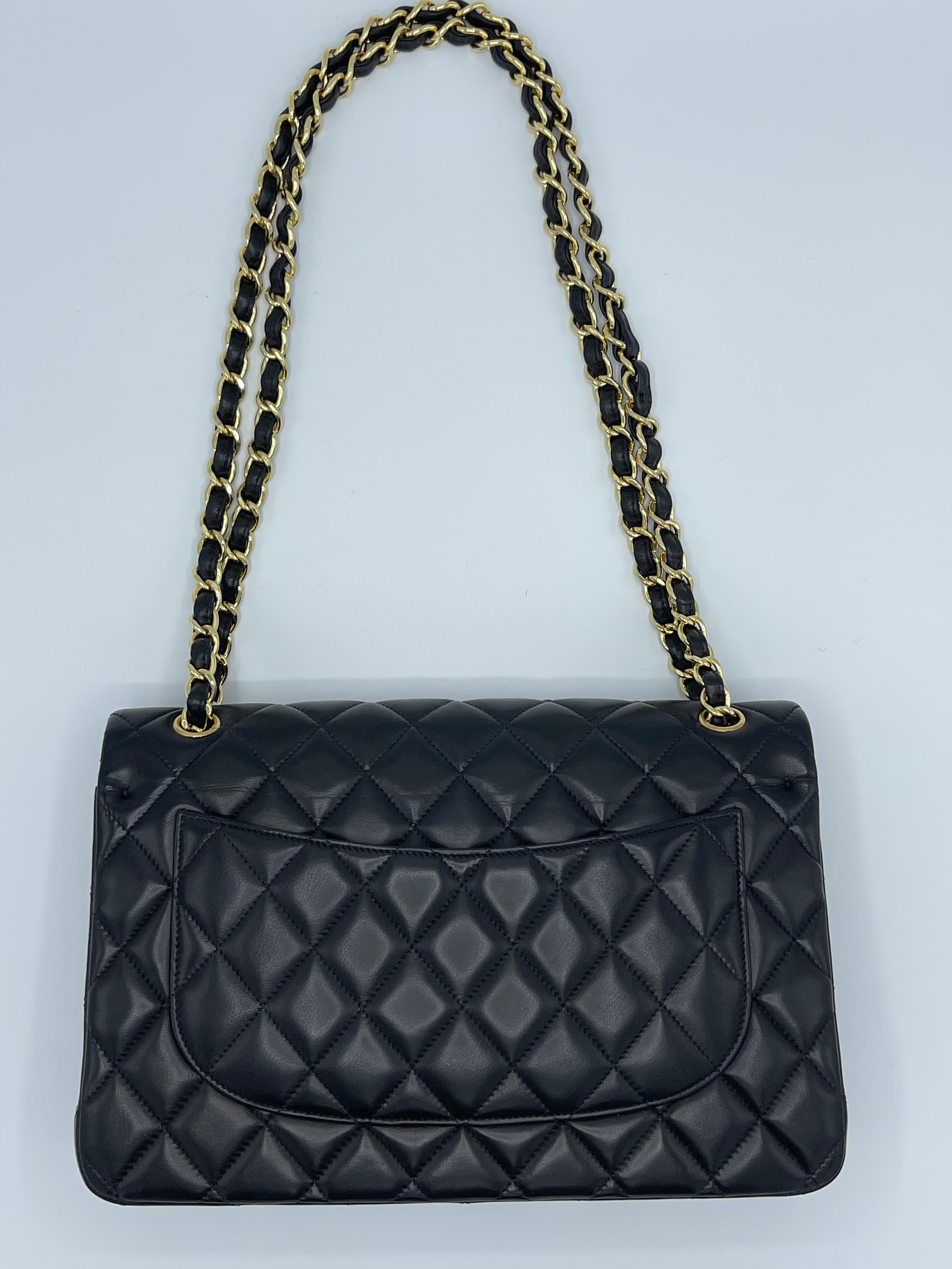 Chanel Lambskin Quilted Jumbo Double Flap Black  3